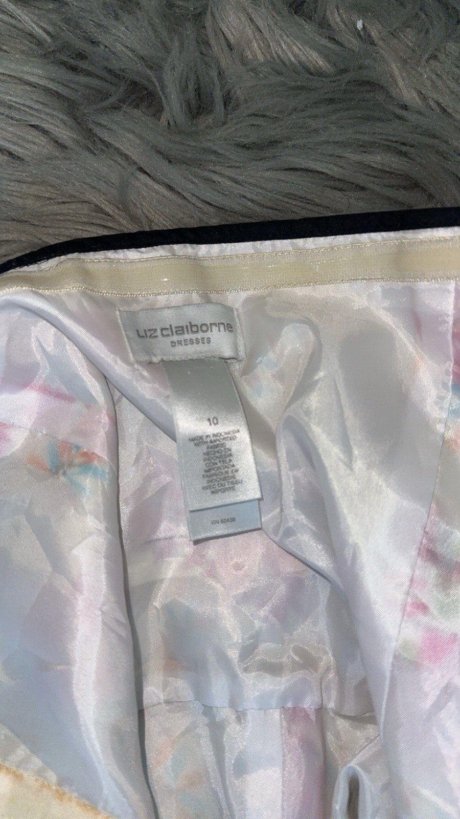 Liz Claiborne White Floral Halter Fit & Flare Satin Lined Knee Dress 10