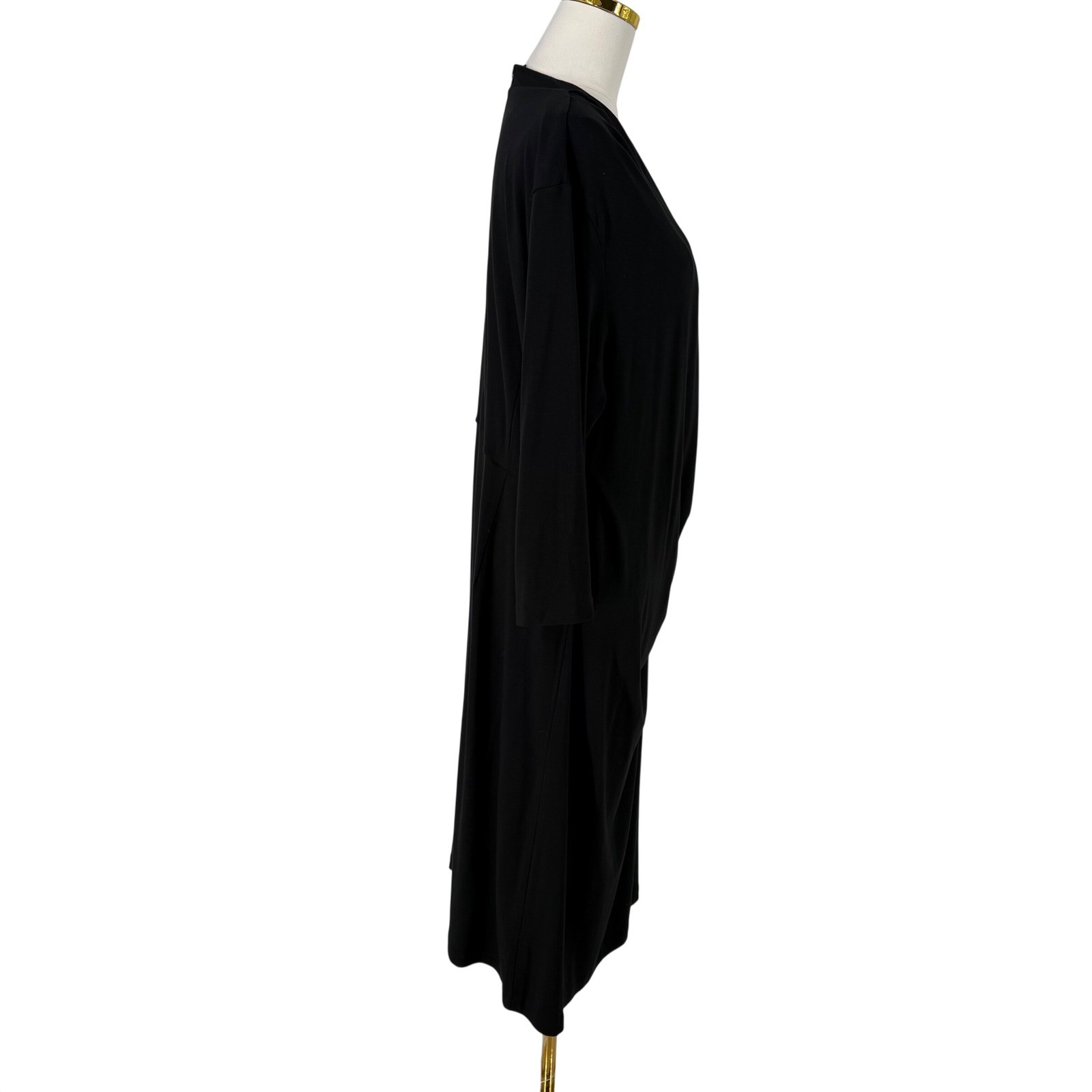 J.Jill Wearever Black Draped Wrap Midi Dress 2X 3/4 Sleeve Stretch Capsule