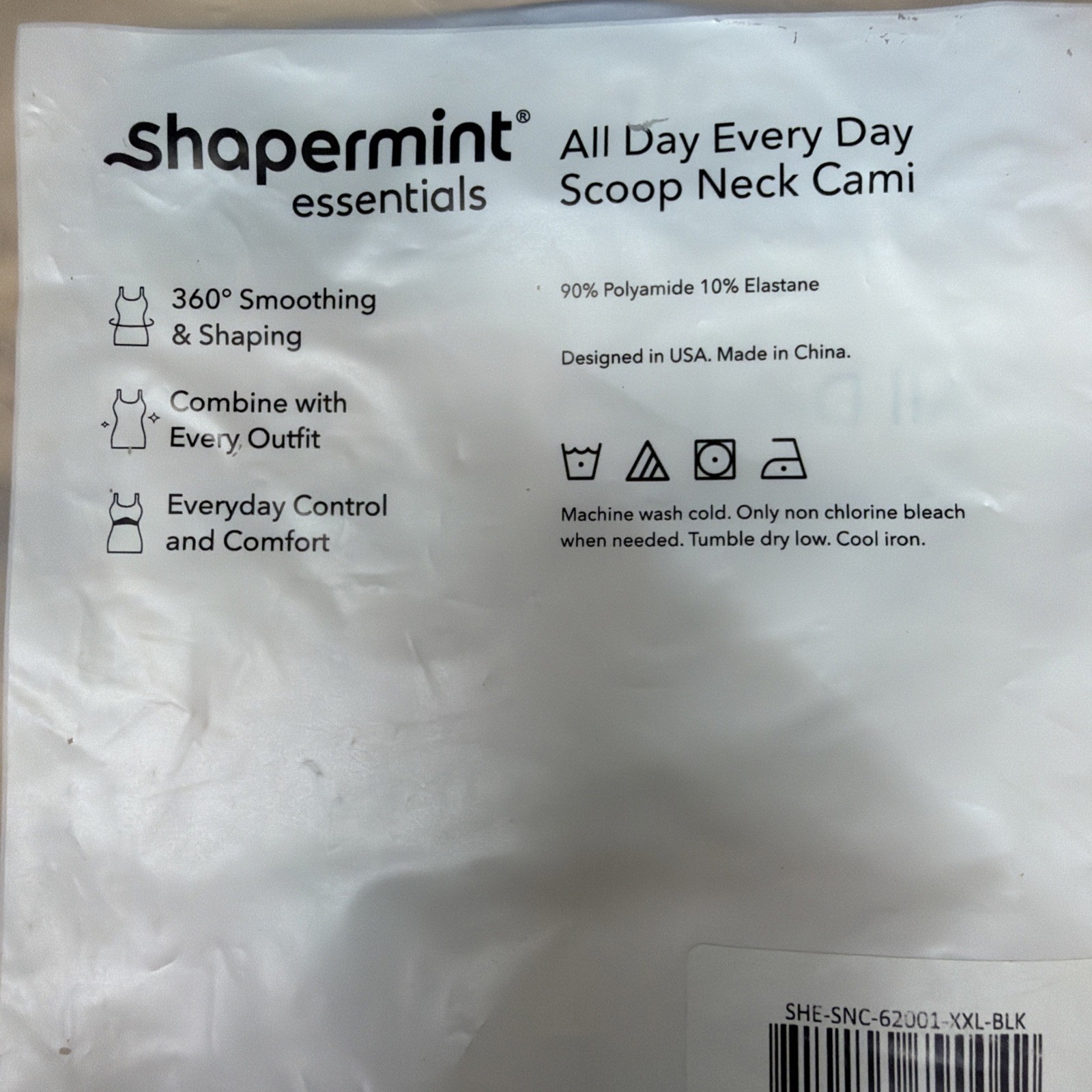 Shapermint Scoop Neck Cami Shapewear / 2XL Black / NEW NWT