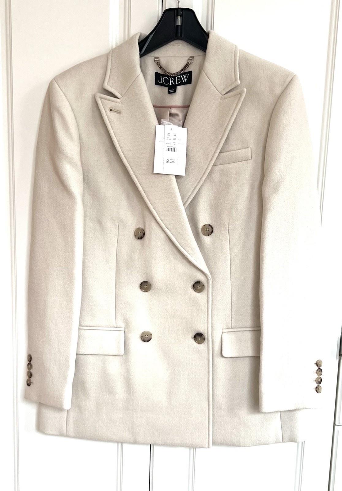 J Crew size 8 natural wool blend double breasted woman’s peacoat CF104