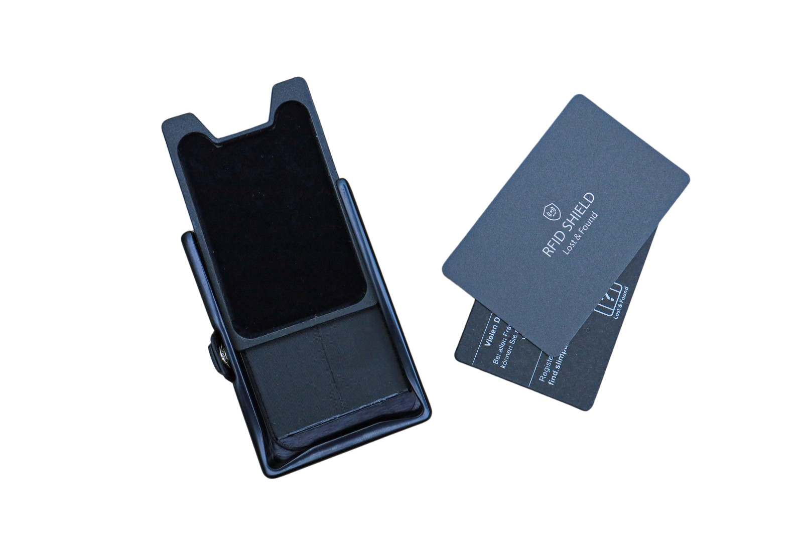 RFID Blocking Slim Solid Leather Aluminum Wallet – ZNAP by slimpuro (Black)