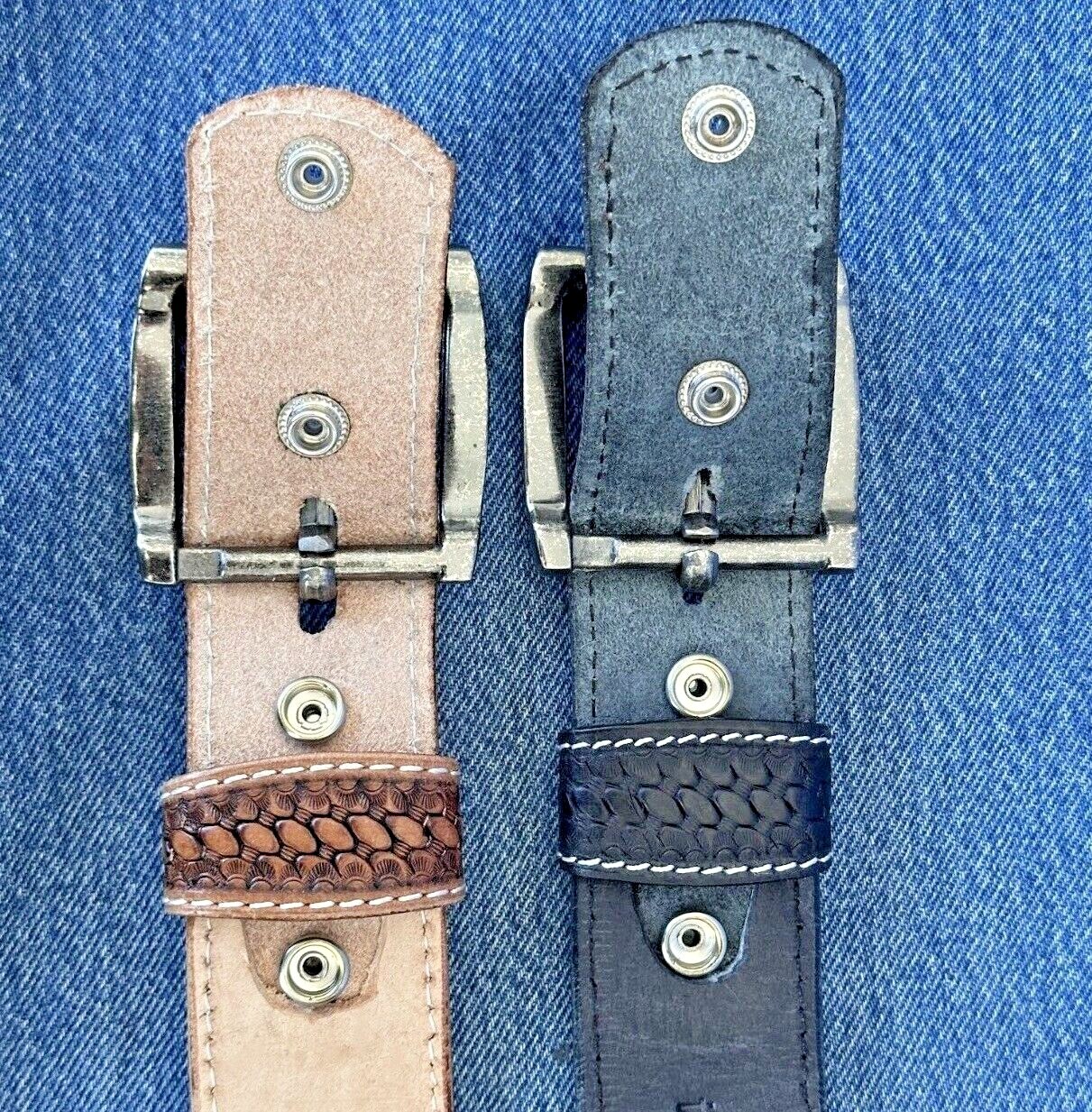 Western Belt Handmade Embossed Full Grain Leather Heavy Duty With Removal Buckle
