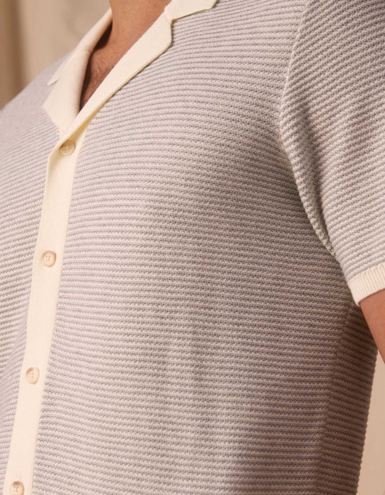 Normal Brand Robles Birdseye Knit Camp Button Up Size Large $129 MSRP Cream