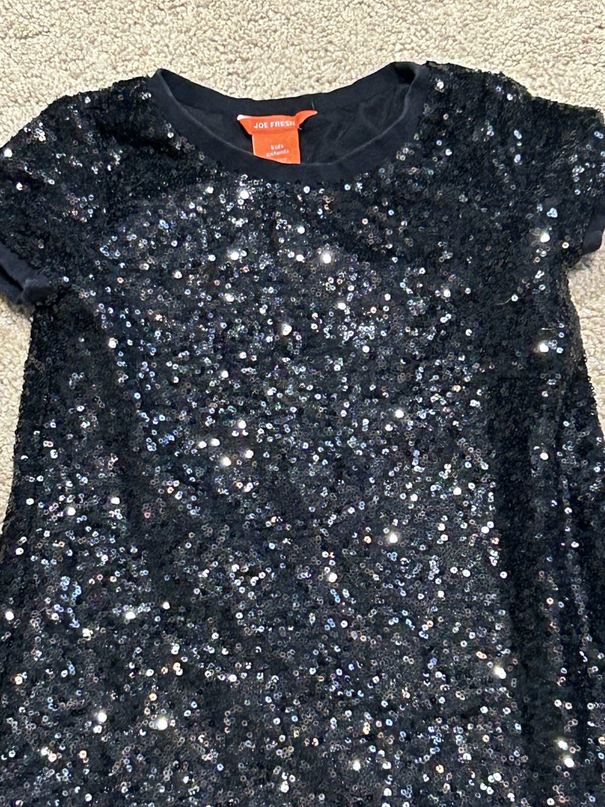 Joe Fresh Girls Shirts Size Small Black Embellished Sequin Classic Dressy