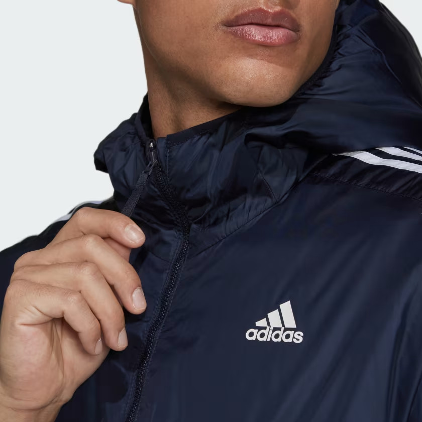 Adidas Essentials Mens size L Navy Insulated Hooded Puffer Outdoor Jacket GT9165