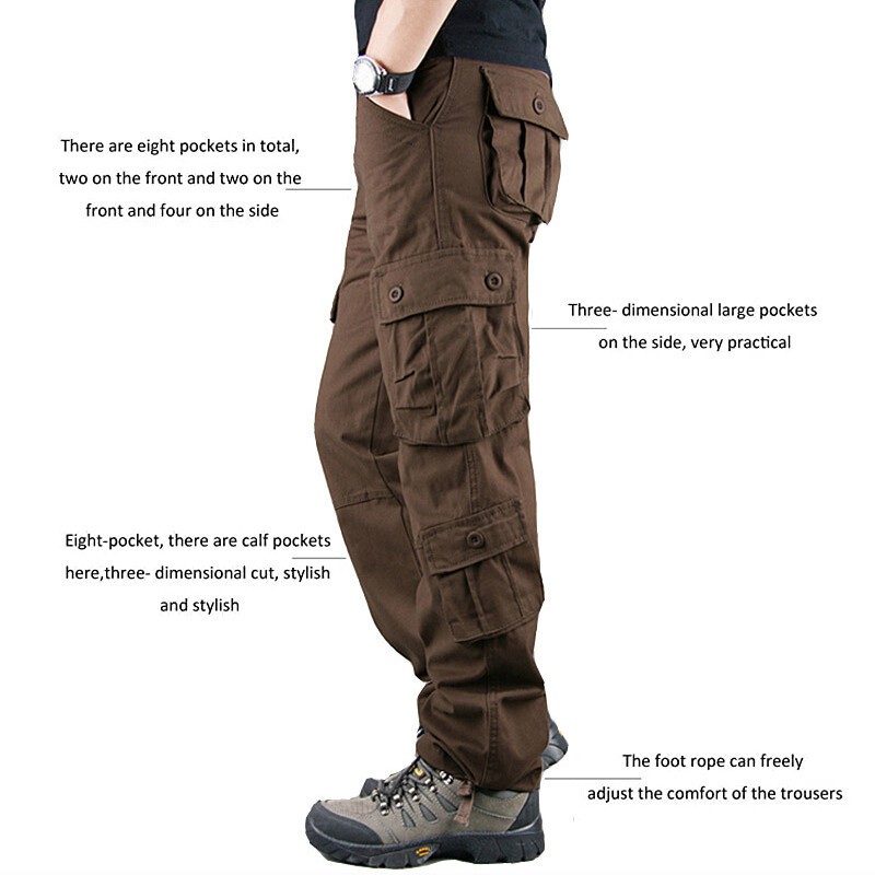 Men’s Army Tactical Combat Cotton Cargo Work Pants Outdoor Hiking Trousers