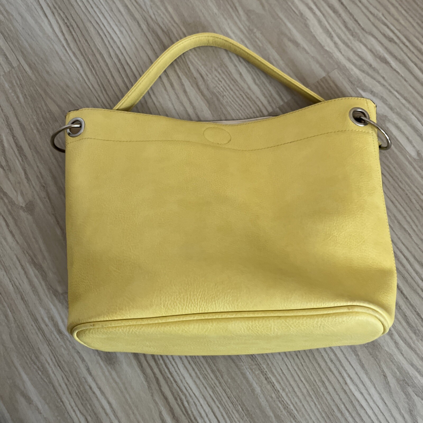 Yellow Shoulder Tote Vegan Leather LG Bag 12″W x 11″H x 7″D~7″ Strap Drop