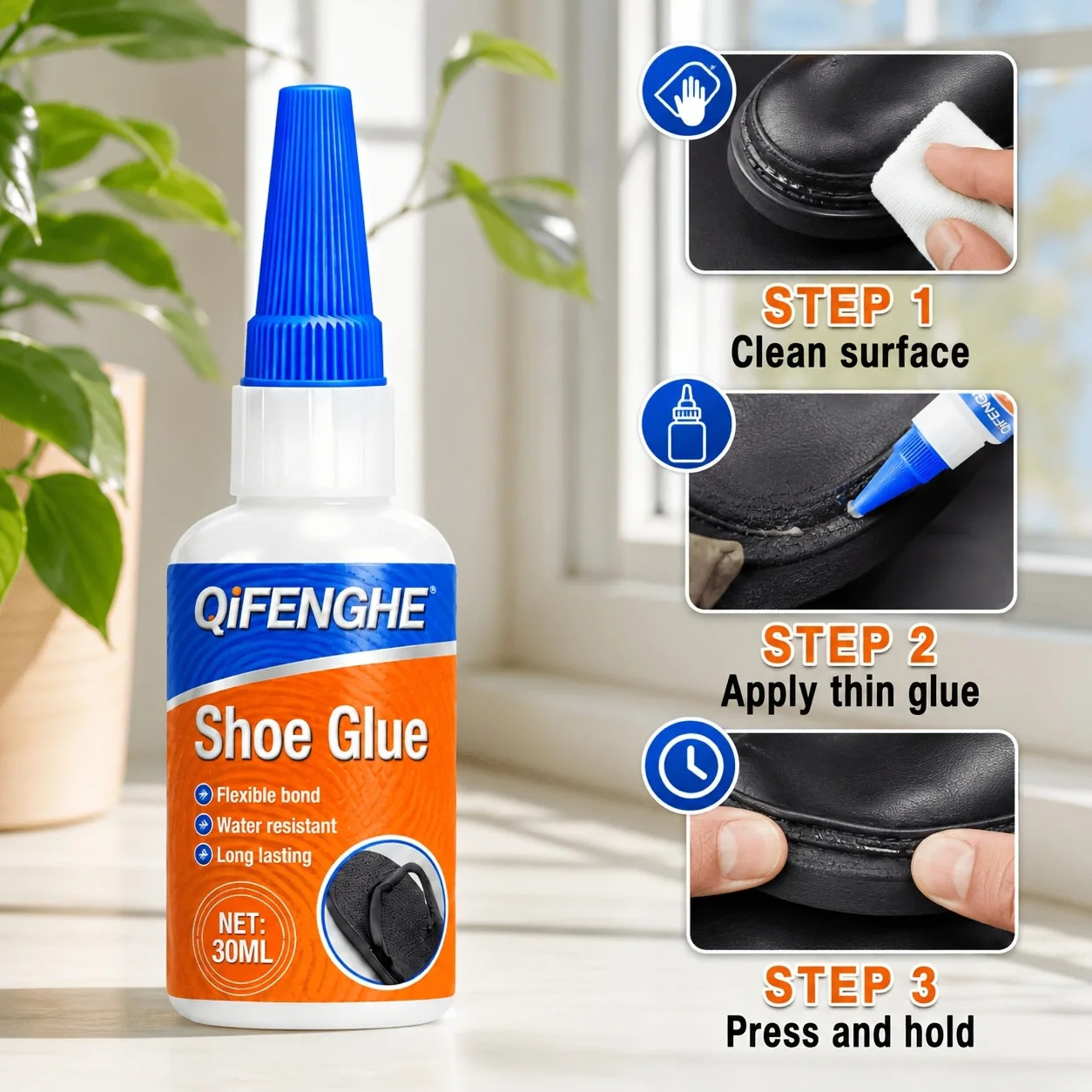Shoe Glue 30ML, Flexible Waterproof Shoe Repair Adhesive, Long Lasting Strong Bo