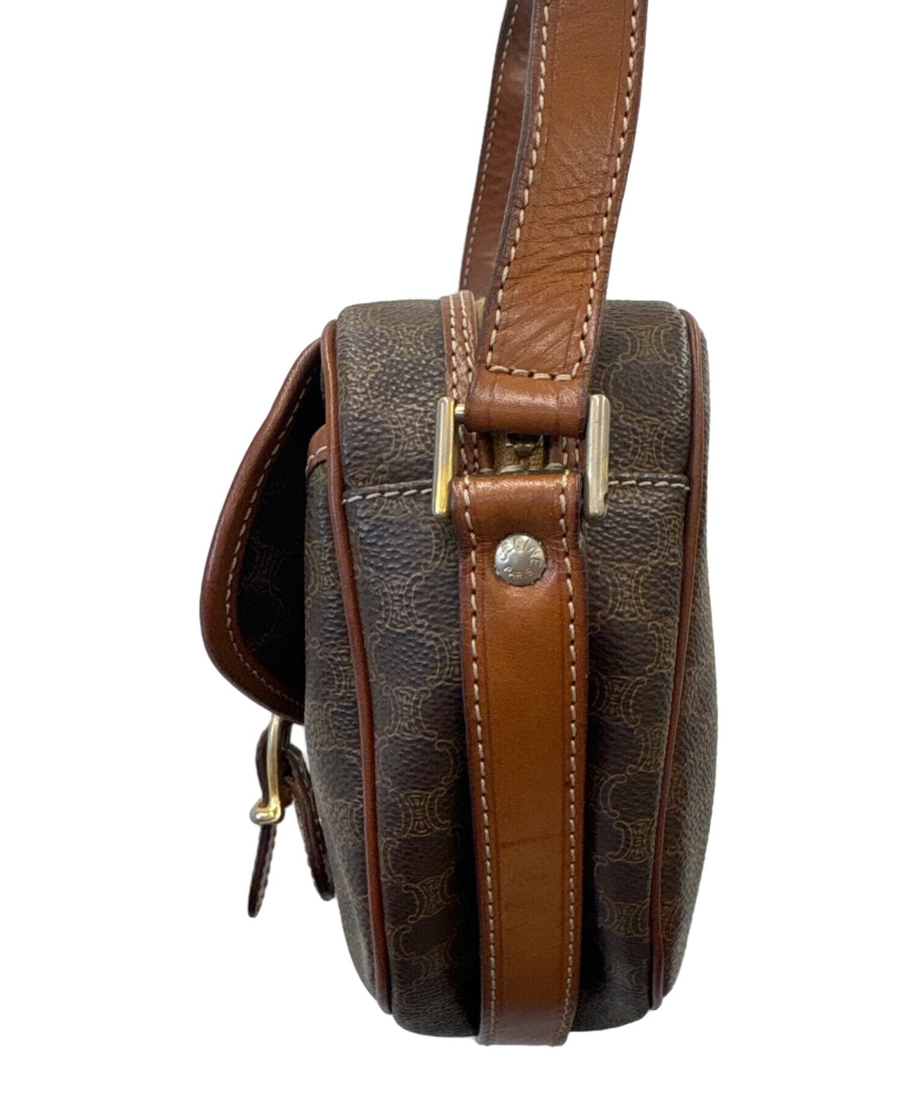 CELINE Macadam Shoulder Bag Brown Women Pre-owned Japan F/S USED