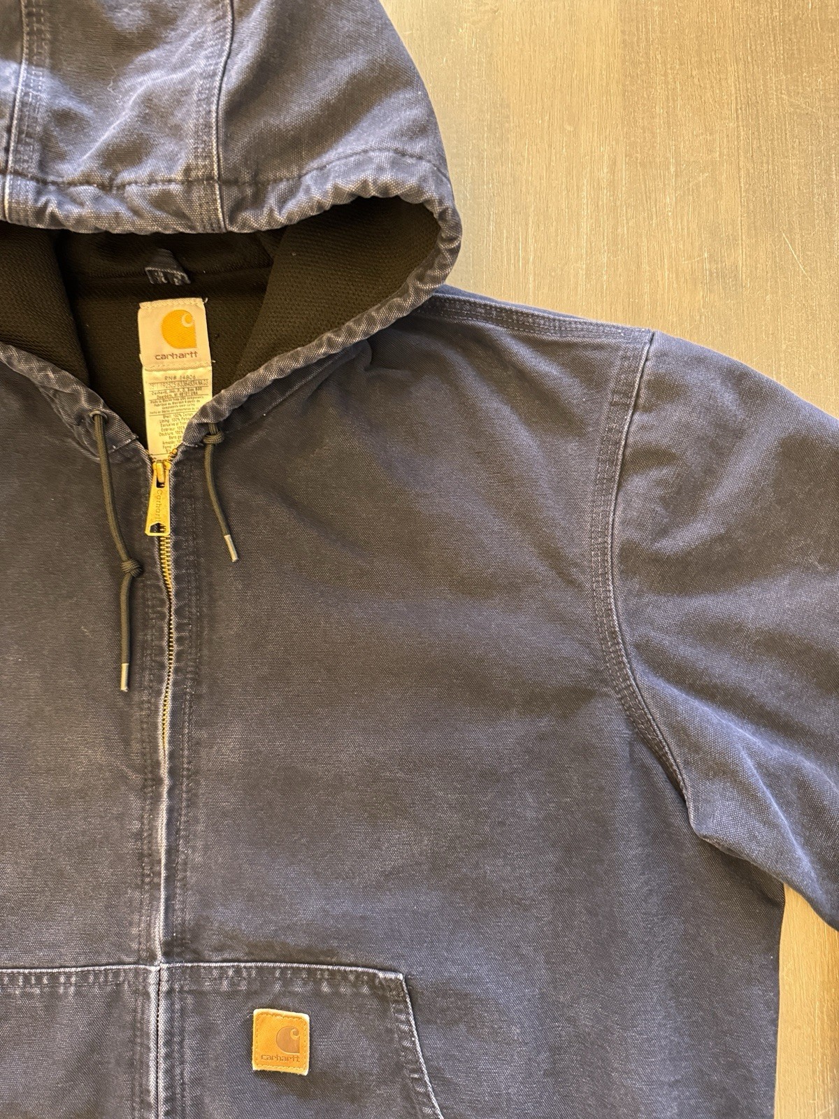VTG Carhartt Jacket Mens XL Blue J25 Sandstone Gorpcore Workwear Hoodie Full Zip