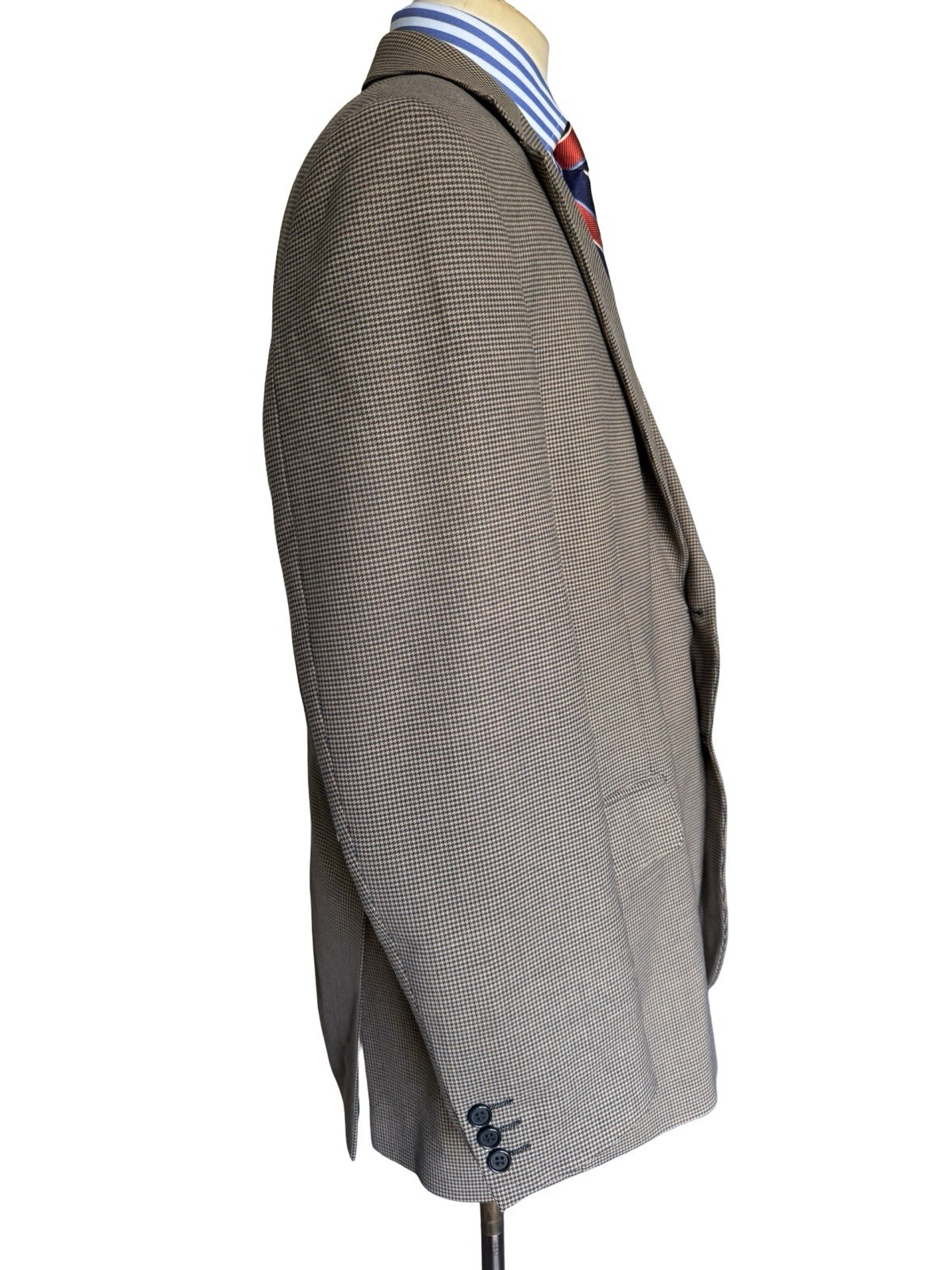Vintage Men’s Marks & Spencer Houndstooth Blazer 44R Navy/Beige Machine Washable