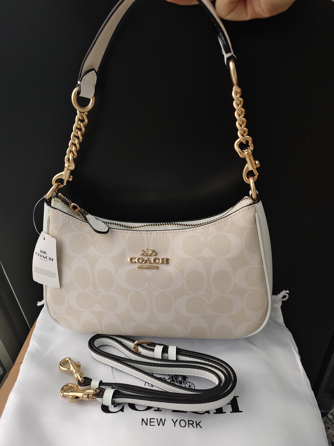 COACH Teri Shoulder Bag In Signature Canvas CA548 Glacier White NWT