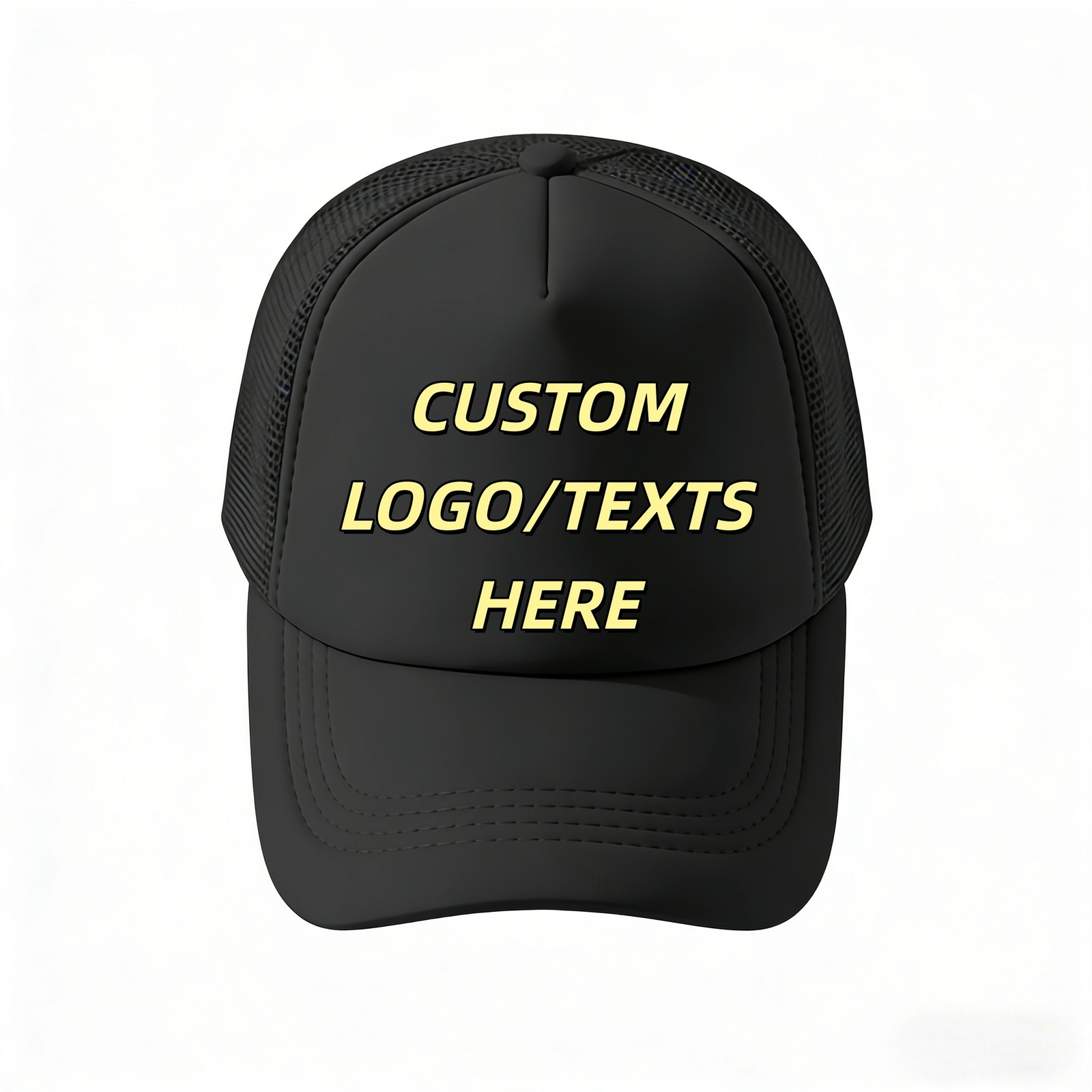Custom Text Logo Trucker Hat Retro Black Mesh Snapback Personalized Gift Cap