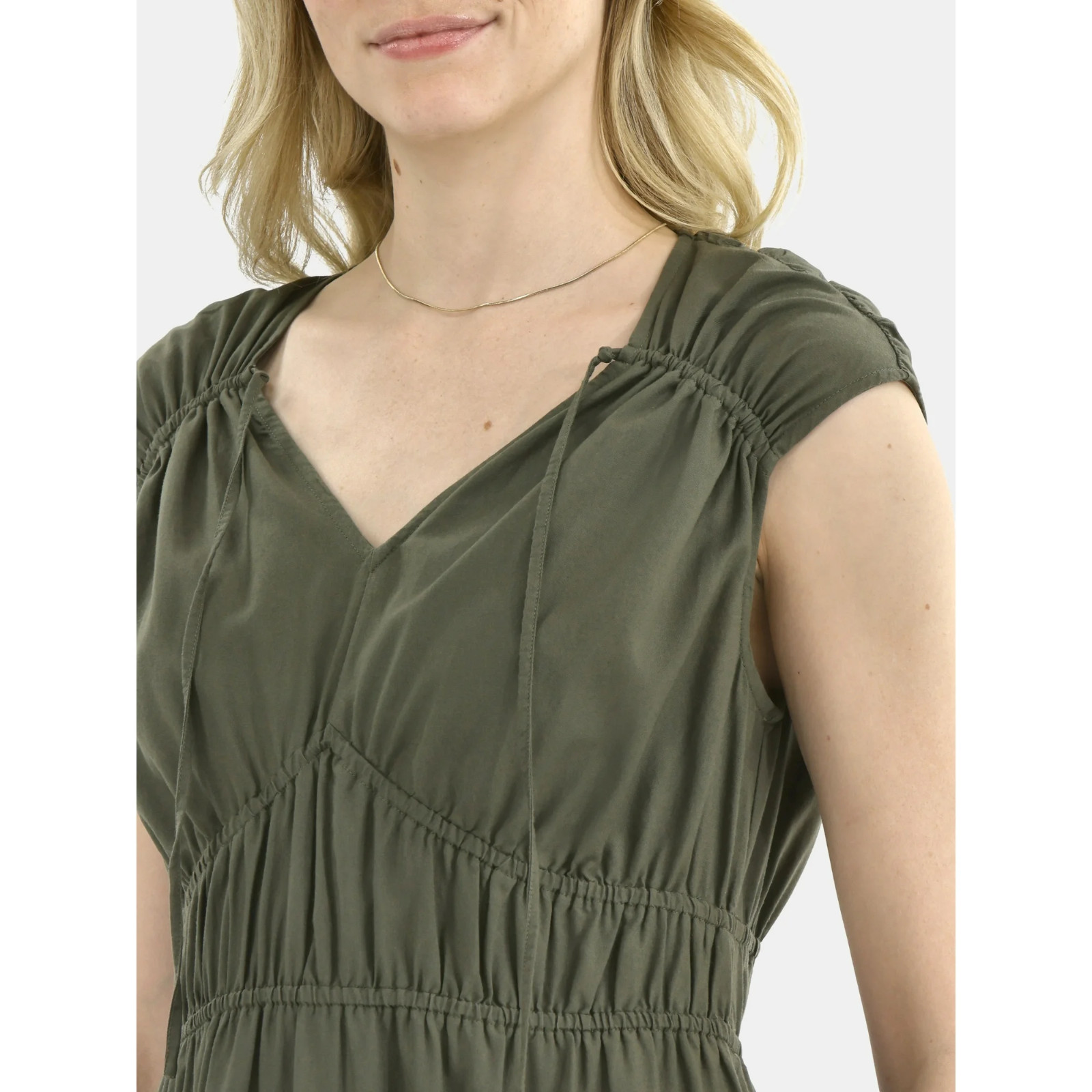 Time and Tru Women Green Midi Fit Flare Sleeveless dress Upick Size Spade New