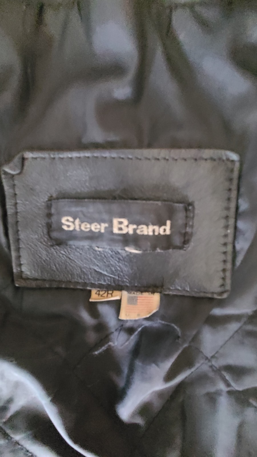 VTG Steer Brand Distressed Leather Motorcycle Biker Jacket Black Sz 42 USA- READ
