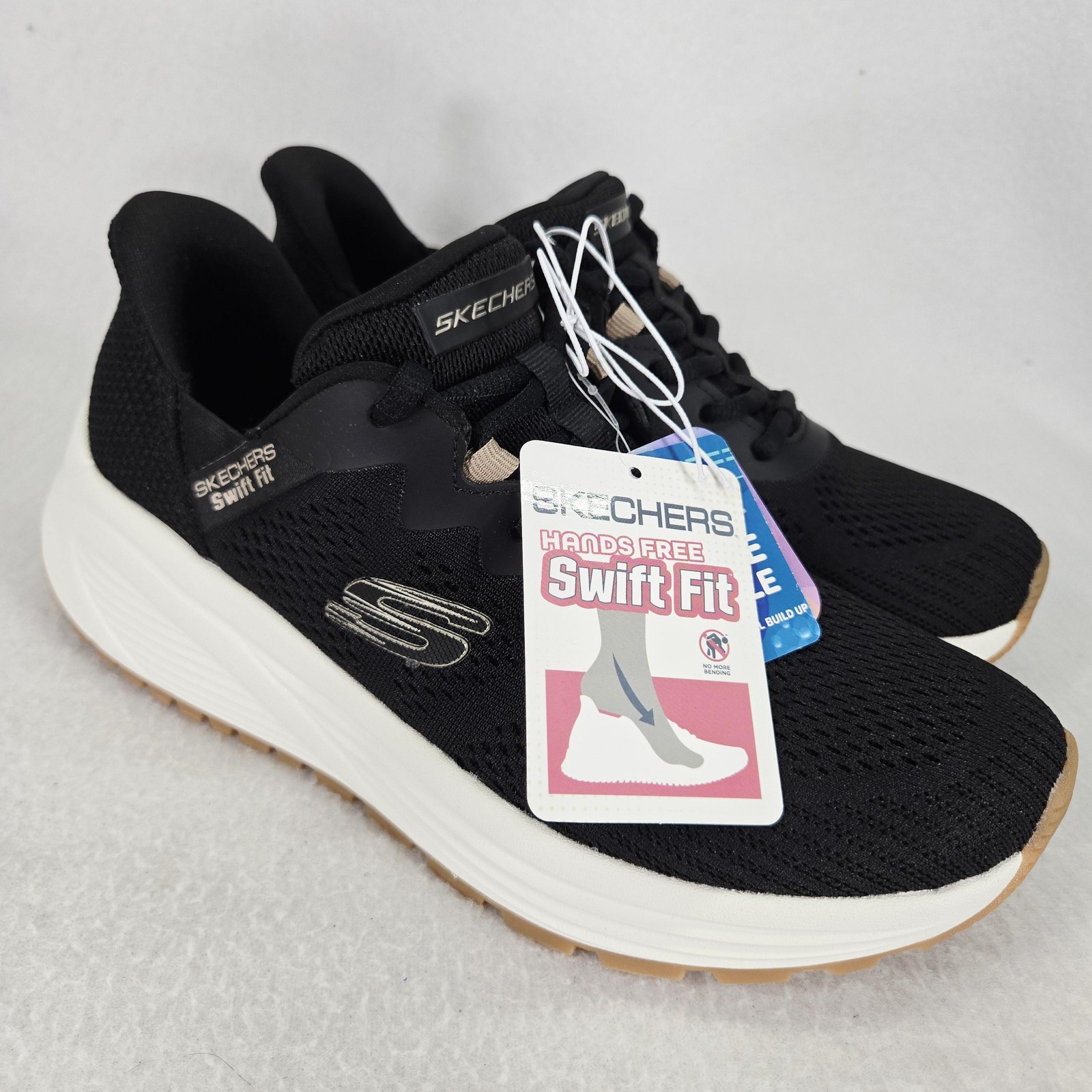 Skechers Swift Fit Shoes Womens 6.5 Black Memory Foam Machine Washable Sneakers