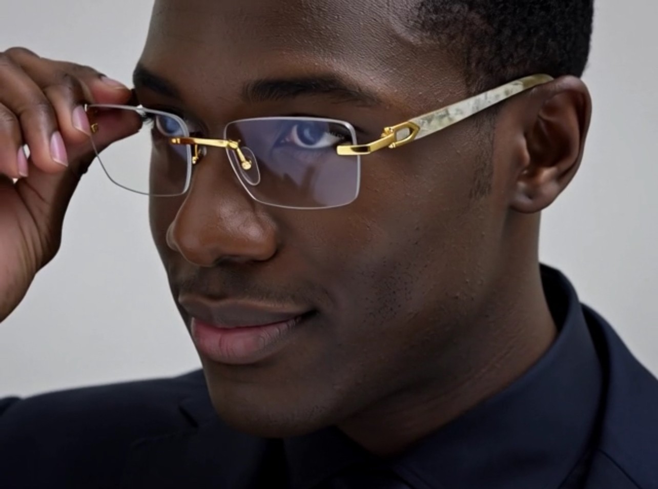 Mens Classy Style Wood Buff Retro 90s Hip Hop Rapper Gangster Rimless Sunglasses