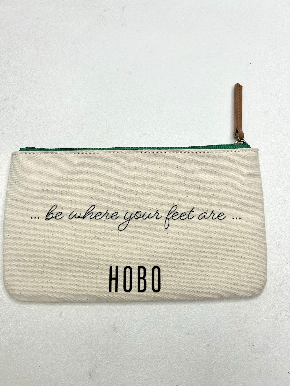 HOBO IN’TN Canvas “be where your feet are” Travel Postcard Themed Pouch 9″ x 5″