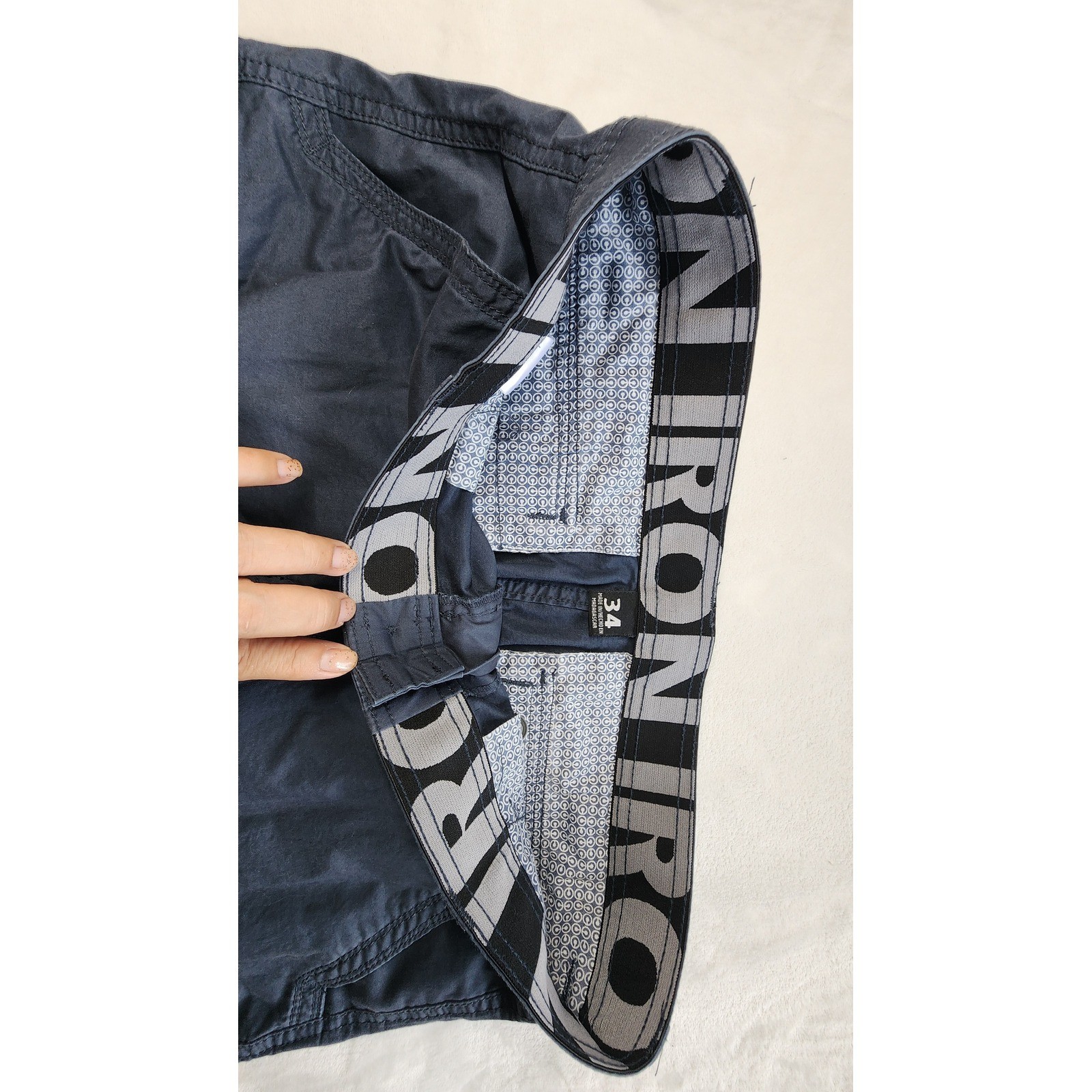 Iron Co Cargo Shorts 34 Blue Utility Military Cotton Stretch Y2K Pocket Shorts