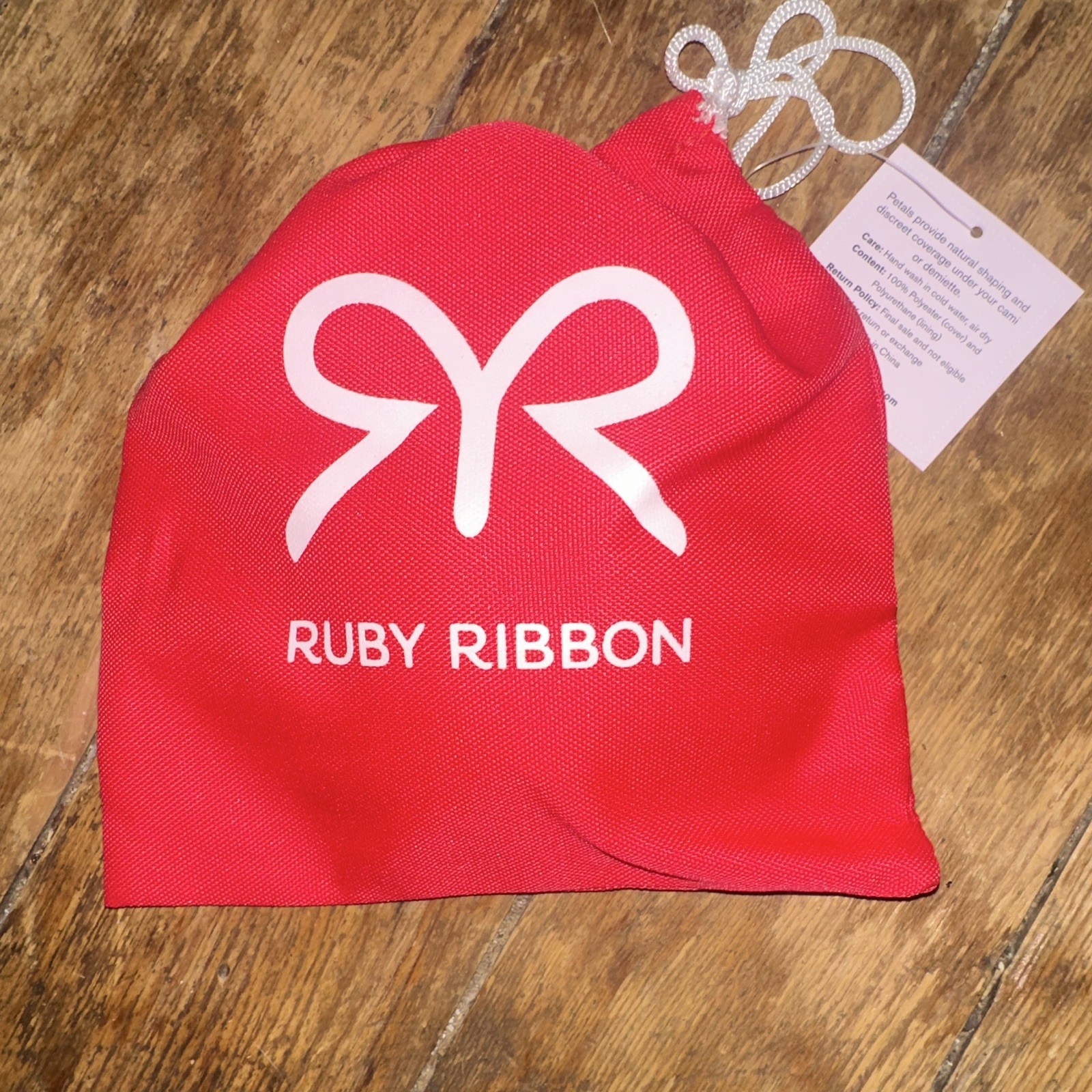 Ruby Ribbon Petals Bra Inserts Padded Full Coverage Red One Size w/ Pouch