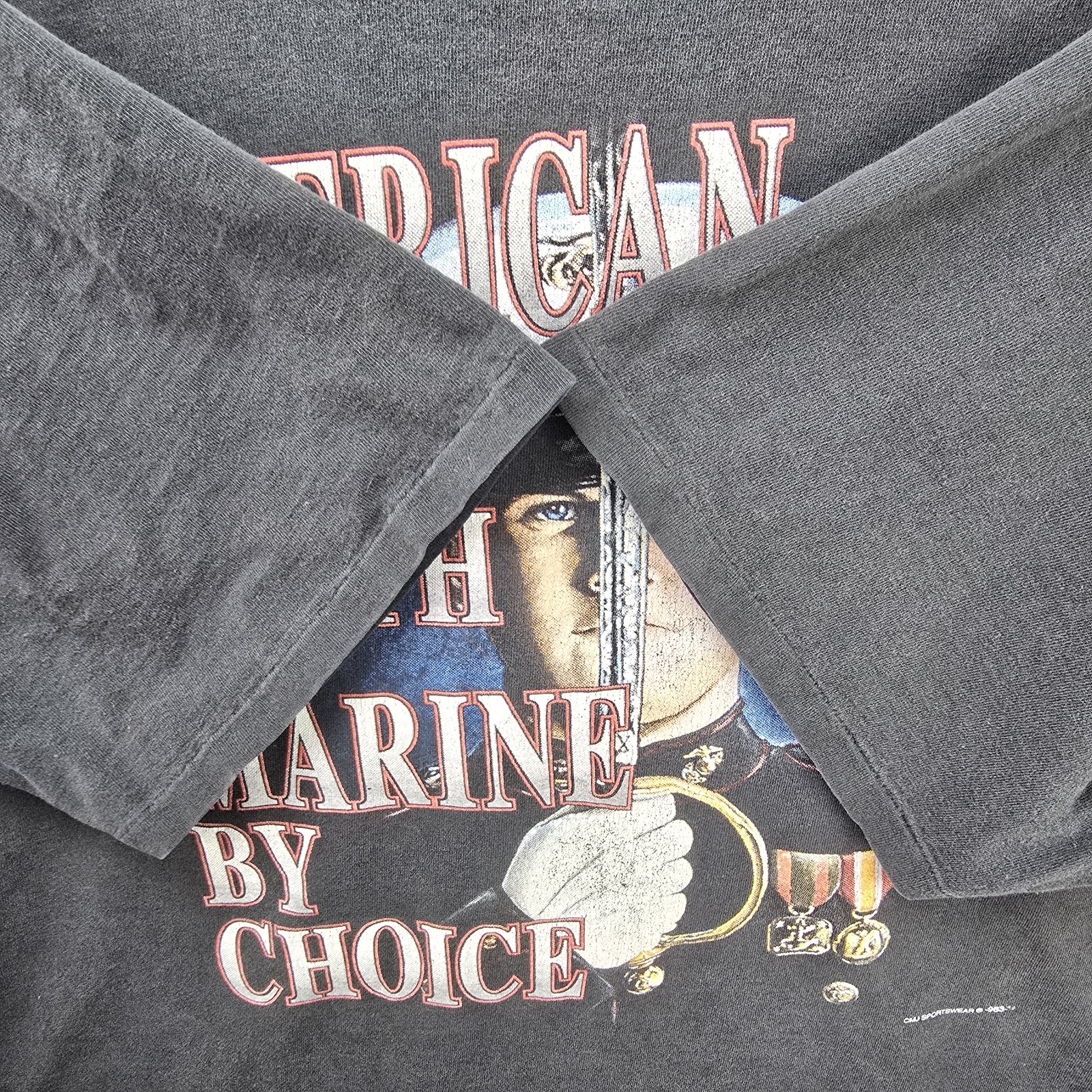 Vintage 90s American By Birth Marine By Choice Shirt Mens 2XL Single Stitch