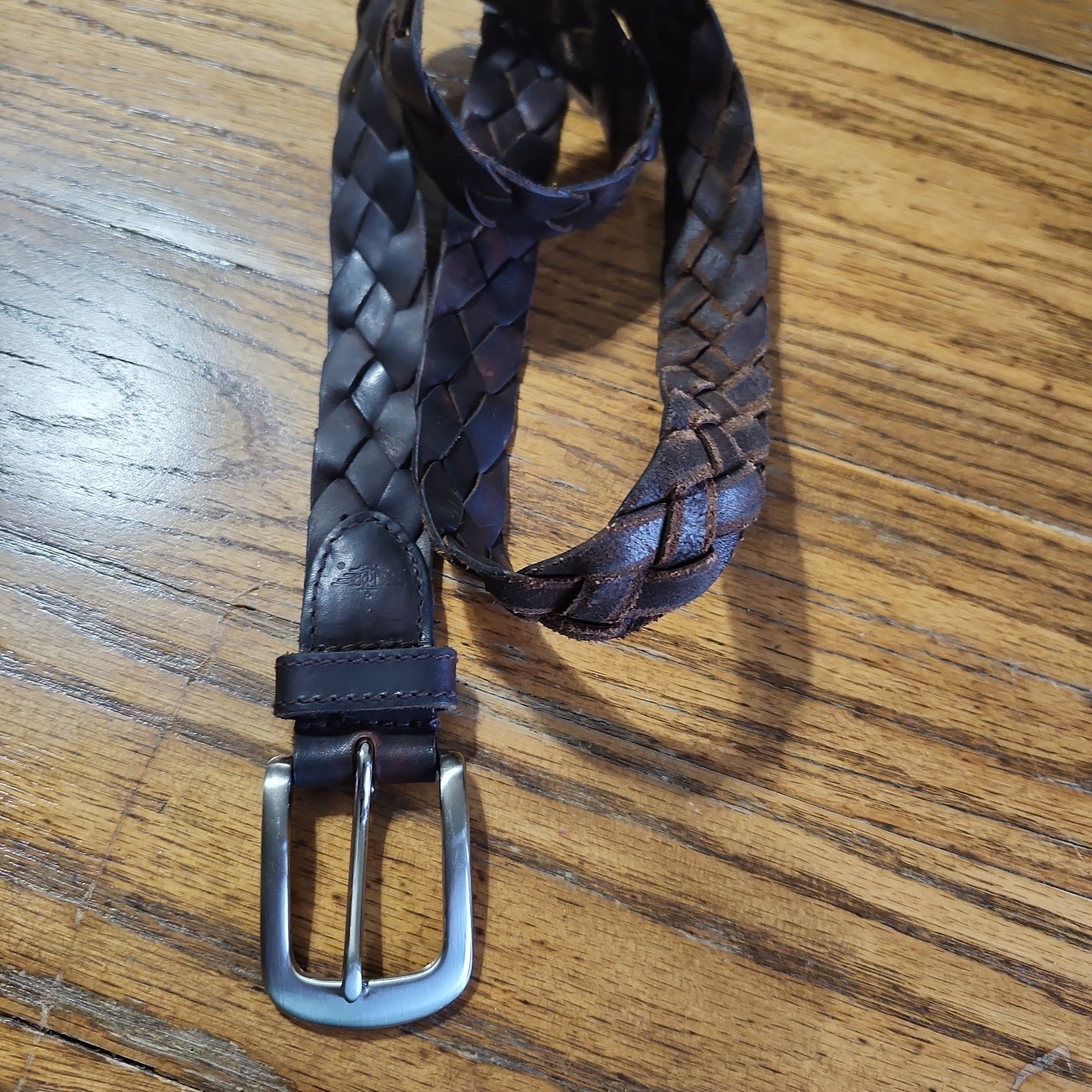 Braided Belt Size 35/90 Soft Oiled Look Dockers Dk Brown Full Grain Leather