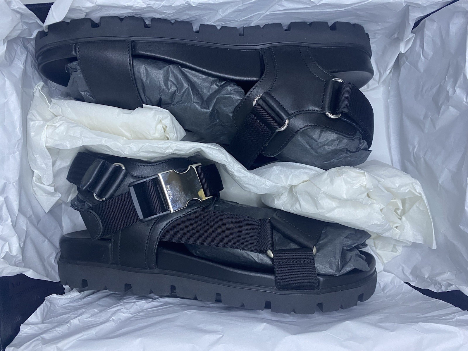 Men’s Size 9 US (8 UK) PRADA Montana Strap Sandals New In box Black