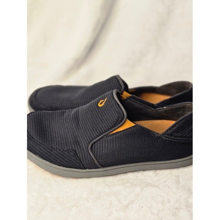 OluKai Nohea Moku Mens Charcoal Grey Orange Mesh Slip On Shoes size 8