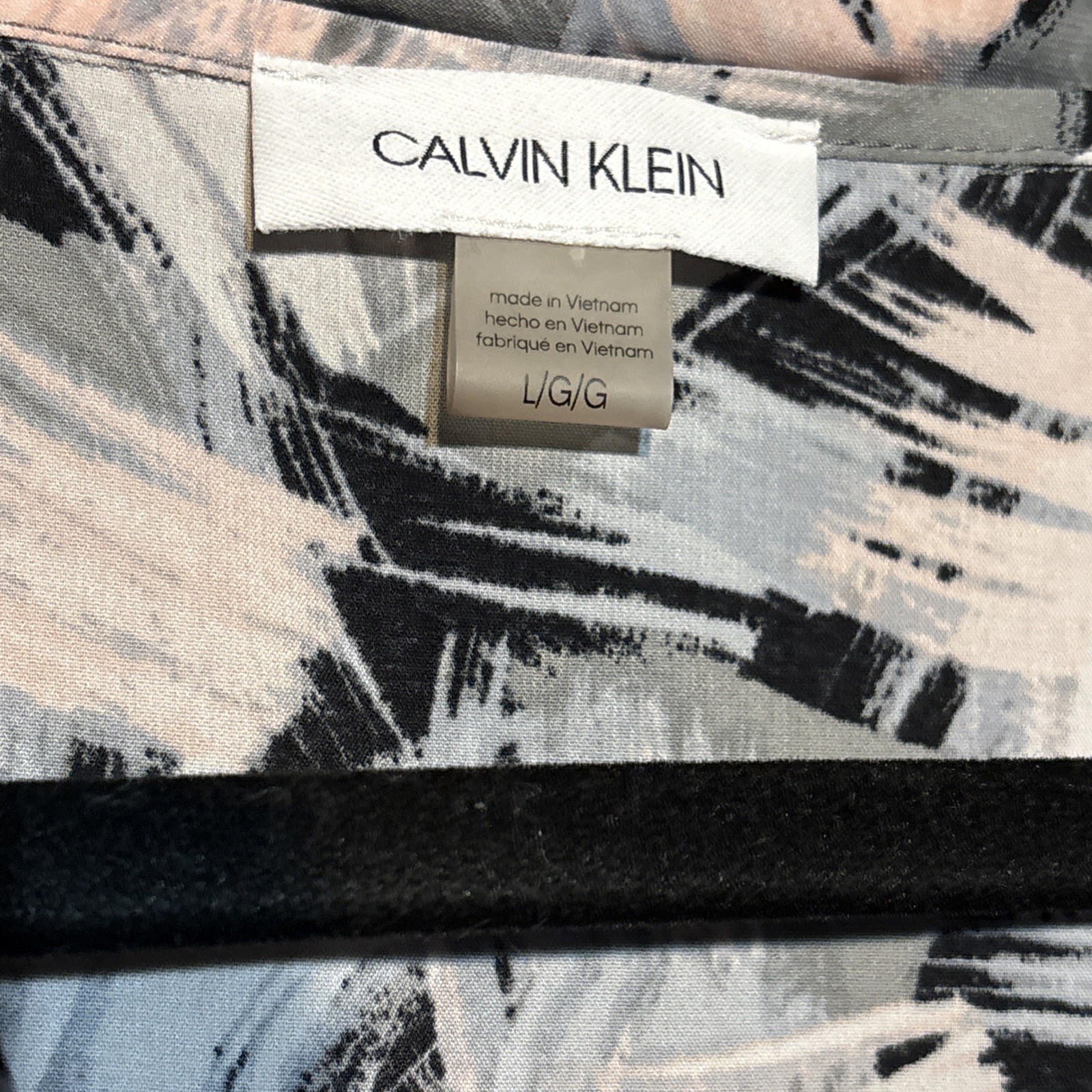 Calvin Klein Top Womens Size L Abstract Short Sleeve Blouse Top Casual Summer