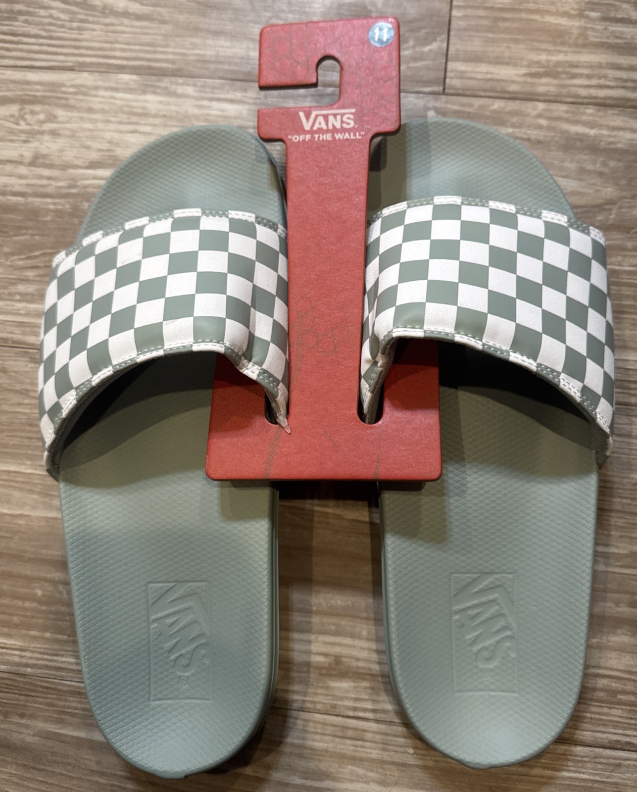 VANS La Costa Slide-On Sandals Light Gray Checkerboard VN000D7GBH7 Size 11 NWT