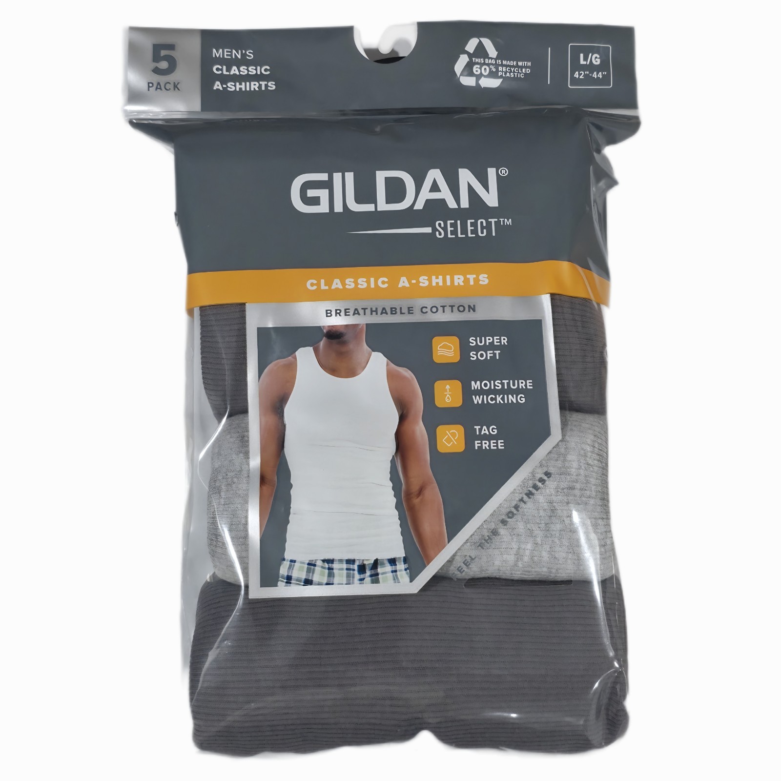 Gildan Select Men’s Classic A-Shirts Tank Tops 5 Pack Breathable Cotton S-XL