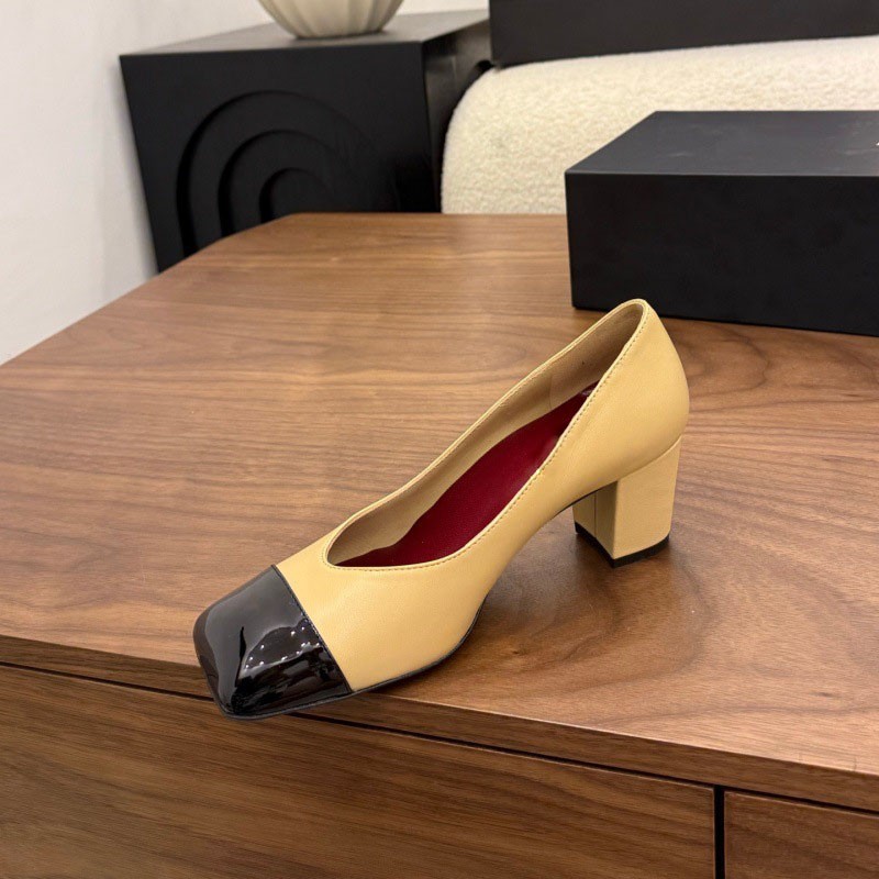 2cm/6cm/8.5cm Square toe High-Heeled Shoes Baotou Thick-Heeled boat shoes Women