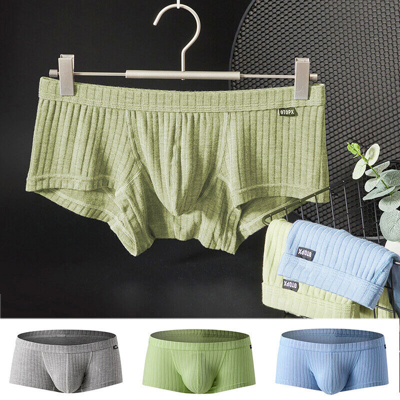 Men’s Sexy Underwear Low waist Briefs U Pouch Boxers Striped Shorts Underpants