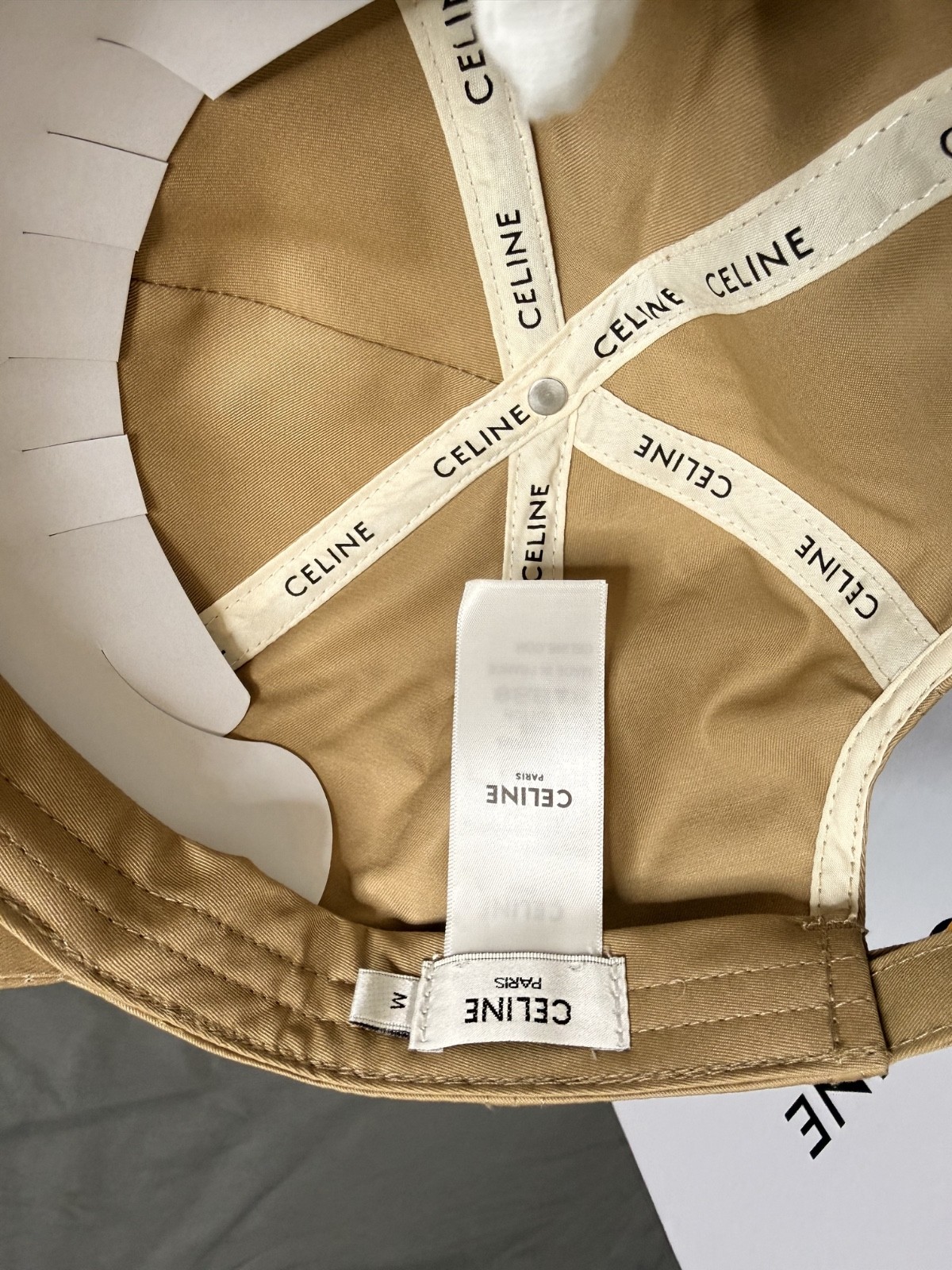 CELINE Paris Triomphe Adjustable Baseball Cap Tan/Beige Size Medium Unisex