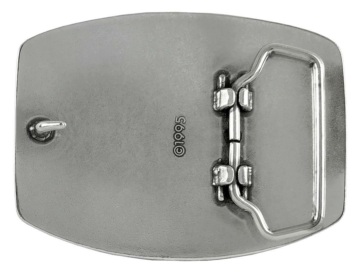 American Southwest Geometric Pattern Sterling Silver Plated Western Belt Buckle