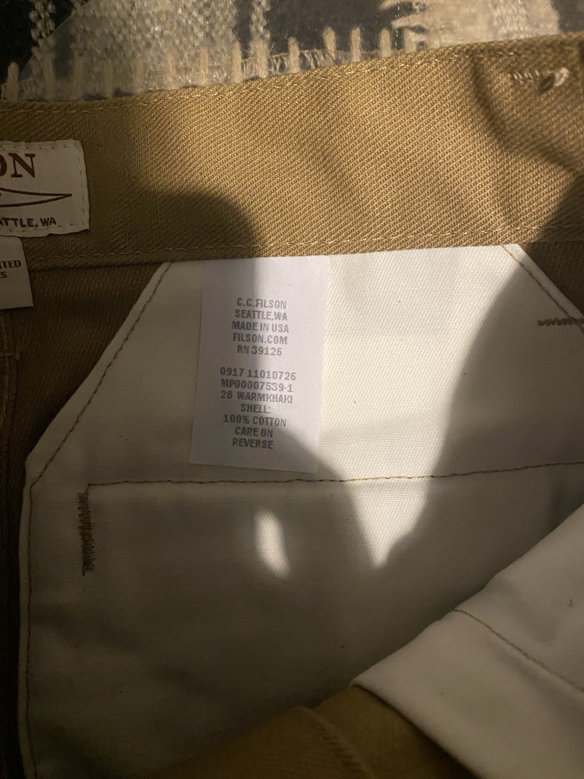 Filson Fenimore Twill Pant SIZE 28 MADE IN USA 11010726 Warm Tan Khaki Hemmed