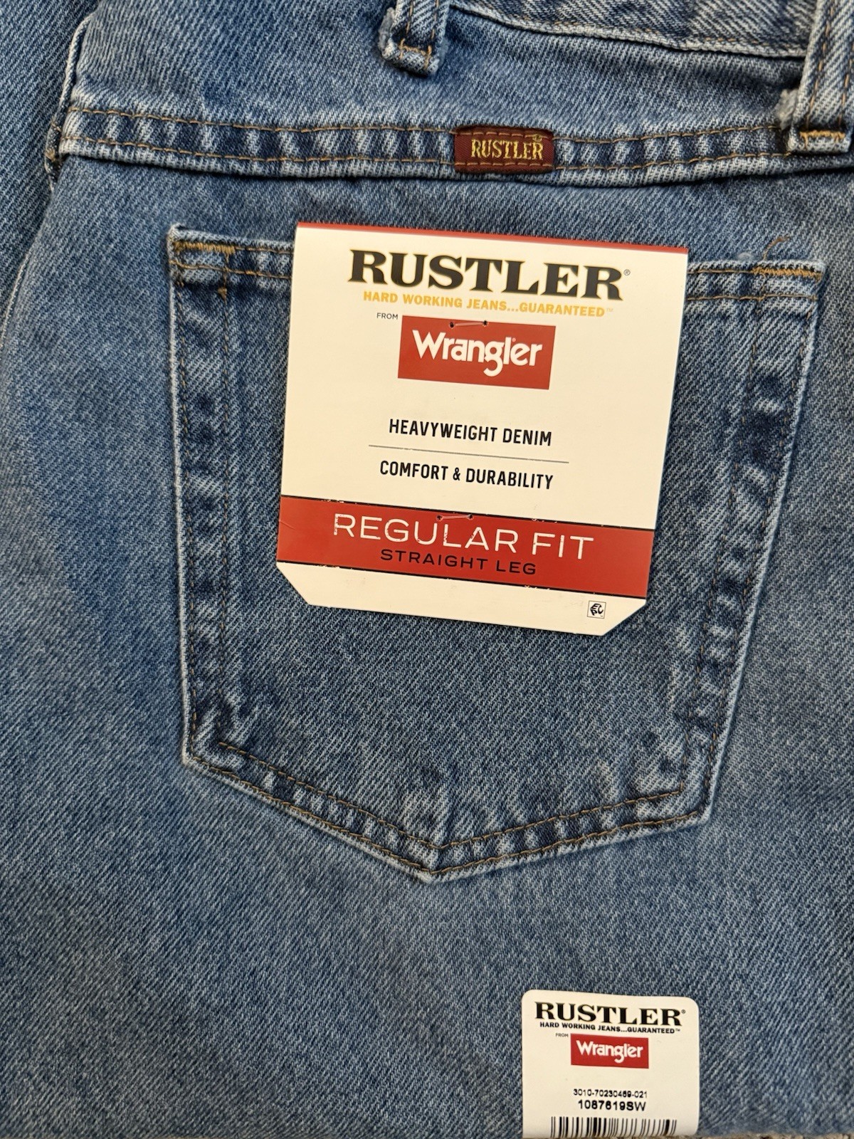 Men’s Rustler Wrangler Classic Regular FIt Straight Leg Jeans 100% Cotton
