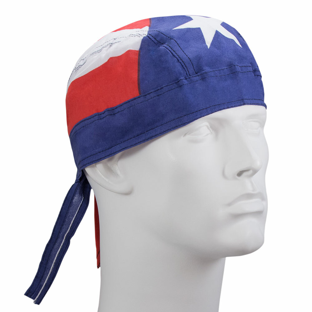 PUERTO RICO Flag FITTED TIED BANDANA DO RAG w/Ties Cotton Head Cap Wrap Doo Rag