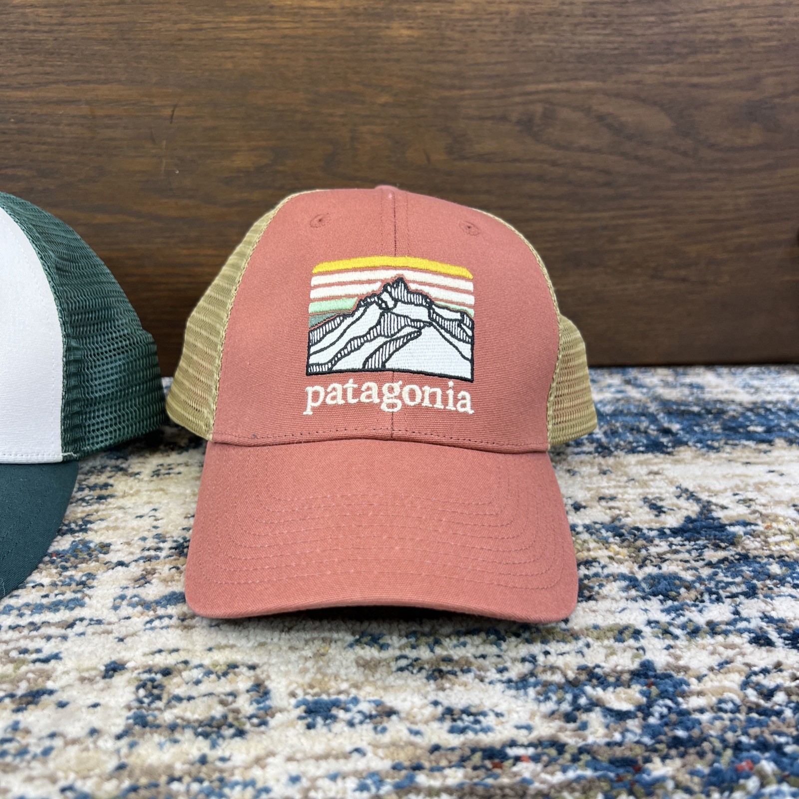 Lot of 2: Patagonia Line Logo Ridge LoPro Trucker Hat. Logo Green White x2