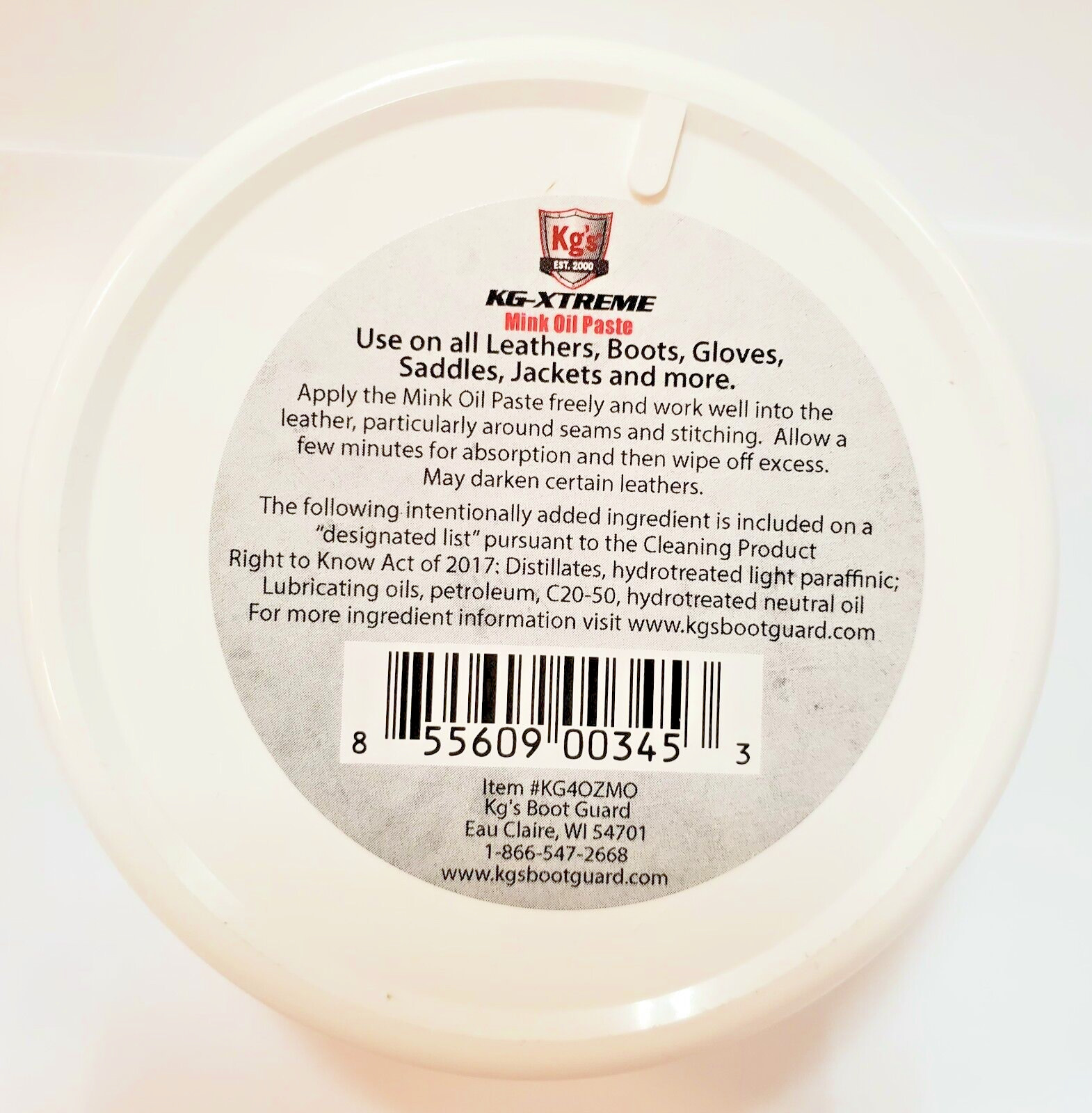 Kg’s Boot Guard Waterproof Mink Oil Leather Protector Conditioner Paste 4 oz