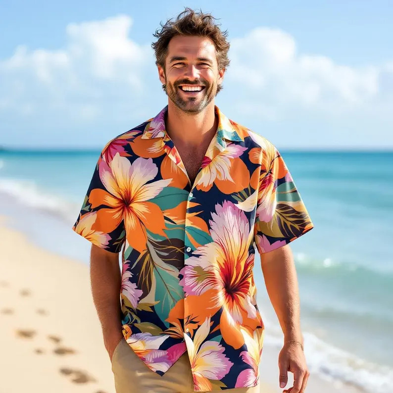 Floral Chest Tropical Summer Hawaiian Shirt V5