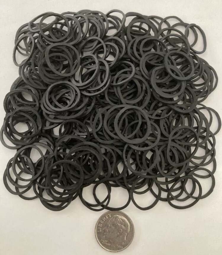 1 Pack of 250 PCS SMALL BLACK RUBBER BANDS