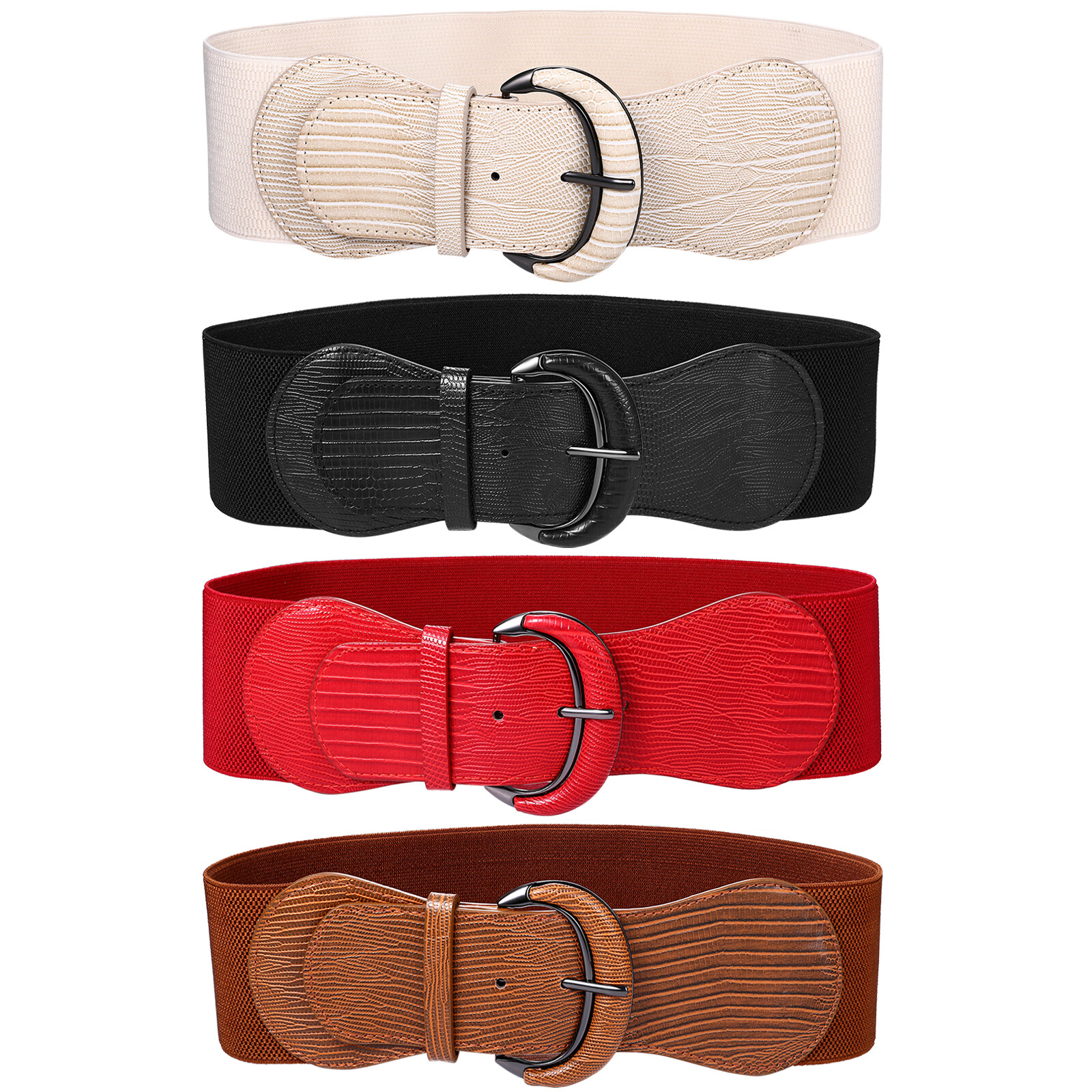 Women’s Fashion Wide Elastic Waist Belt Leather Stretch Cinch Dress Waistband