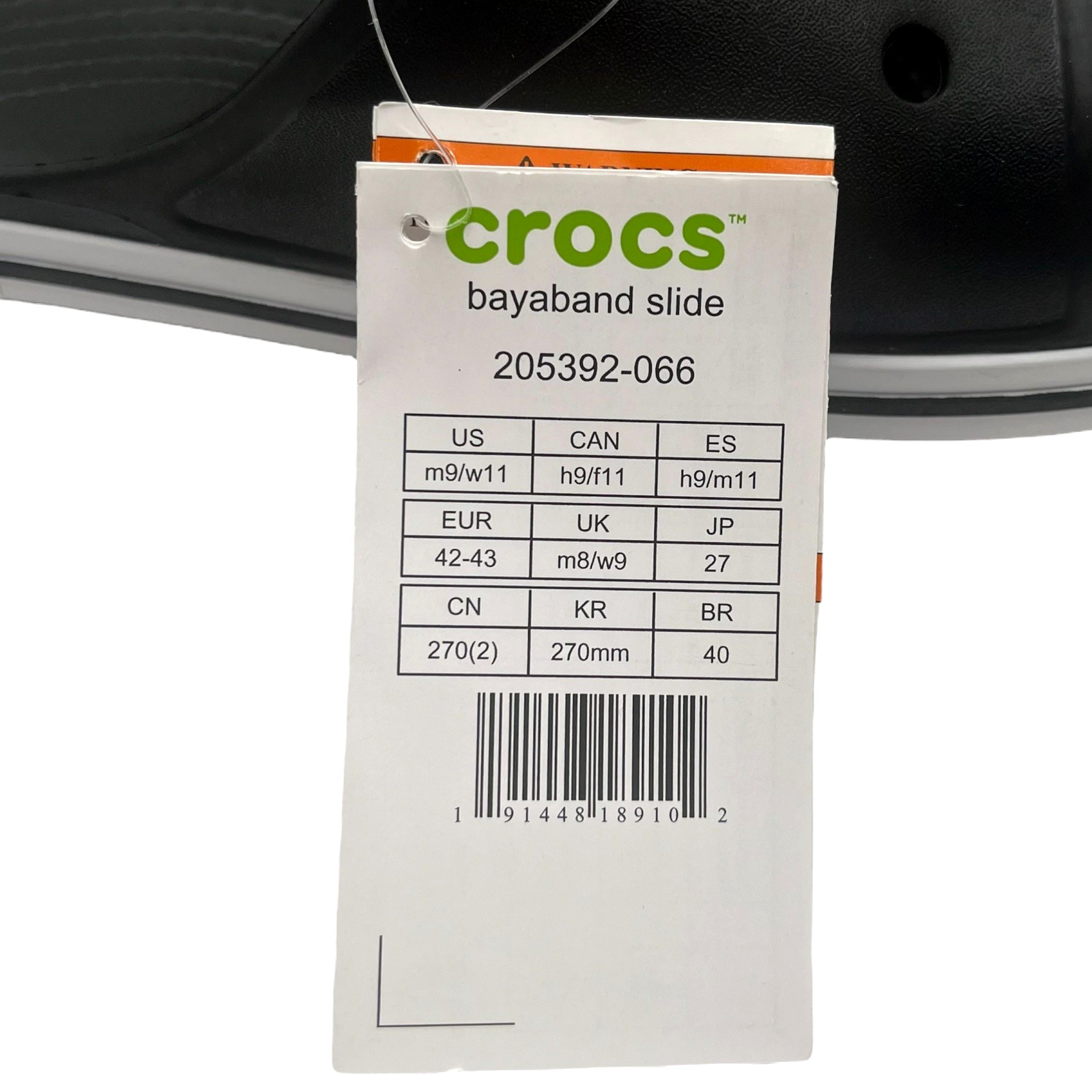 Crocs Bayaband Mens Slide Sandals Size 9 Black White Water Friendly Lightweight