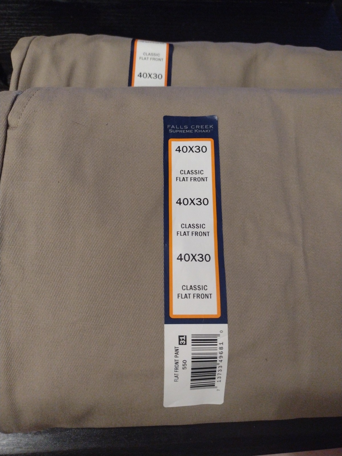 1 Pair of Men’s Falls Creek Supreme Khaki pants Classic flat front Size 40×30