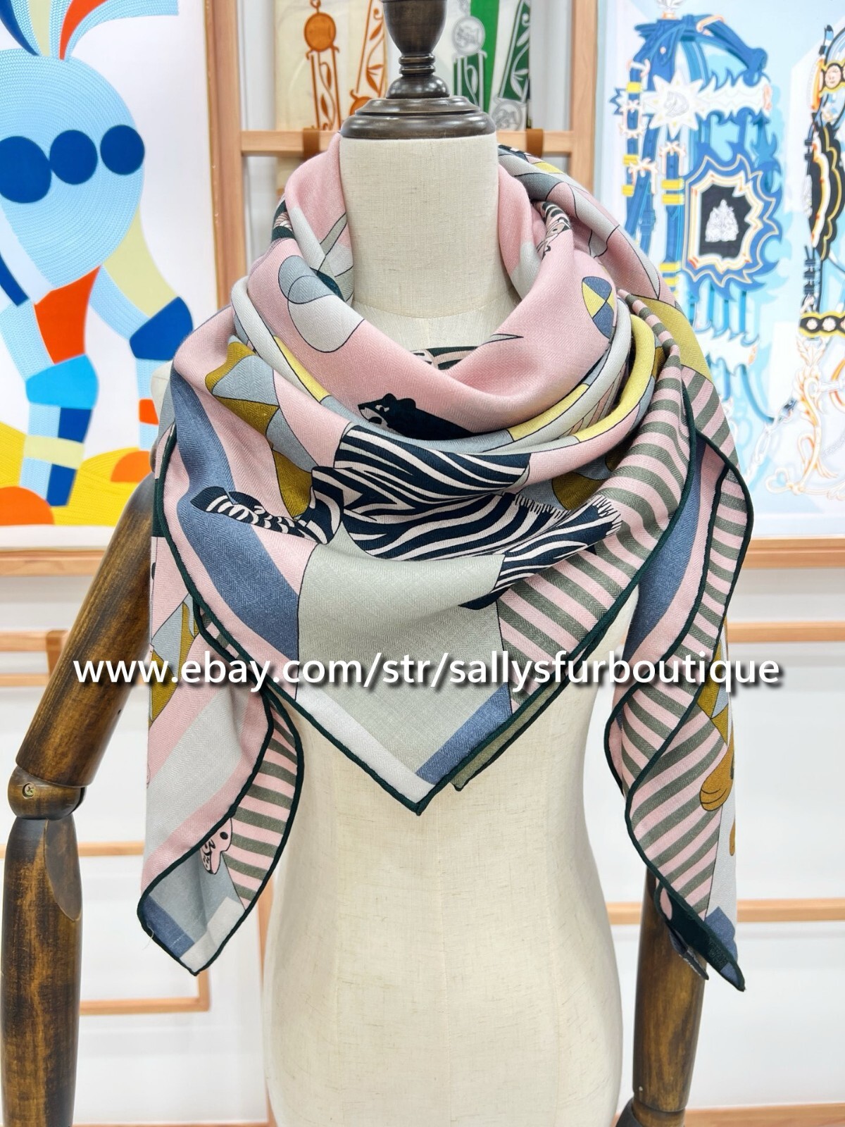 2025 Sallys 70% Cashmere 30% Silk Stole Animal Print Double Face Scarf Shawl 53″