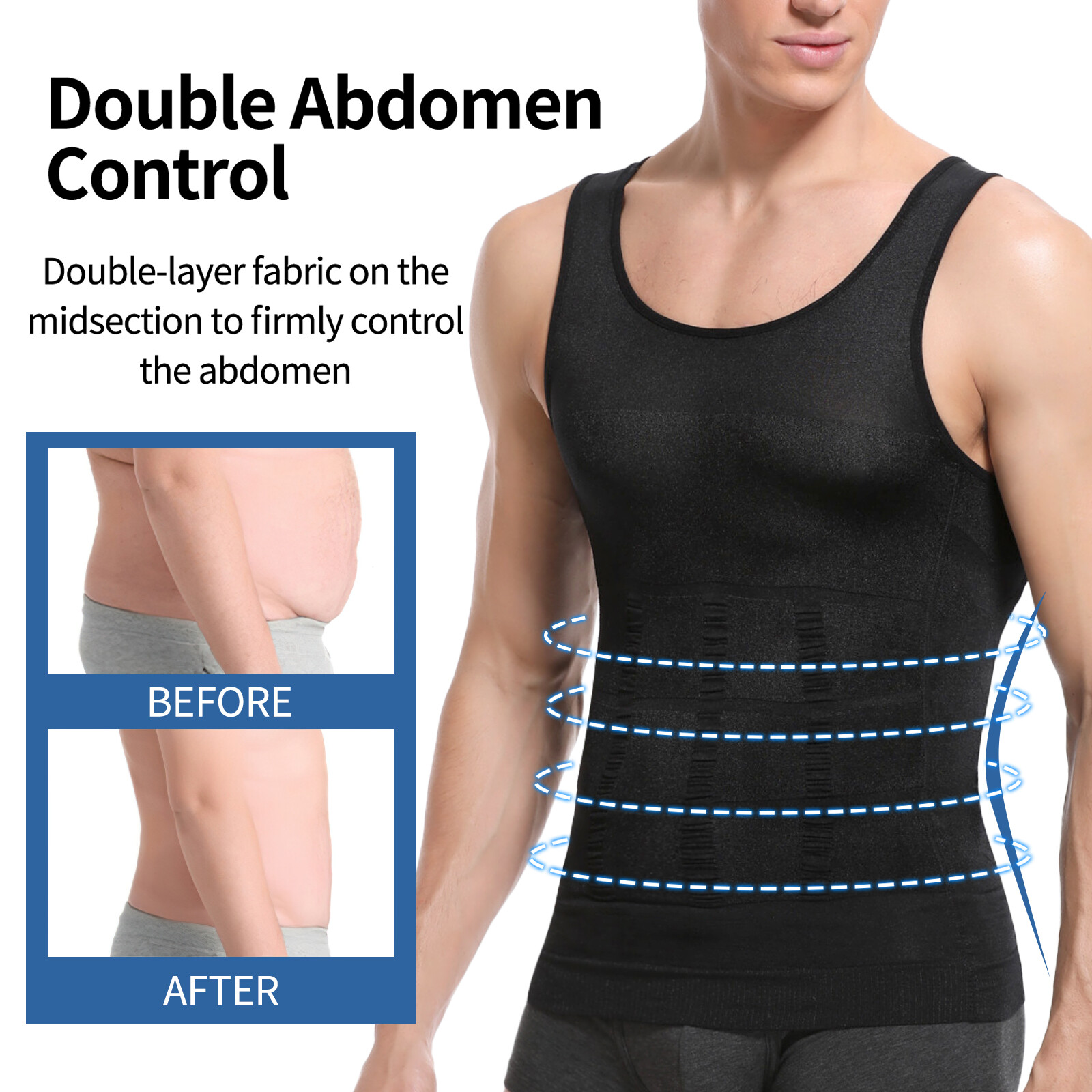 2/1PCS Mens Body Shaper Slimming Tummy Vest Compression Shirt Tank Top Shapewear