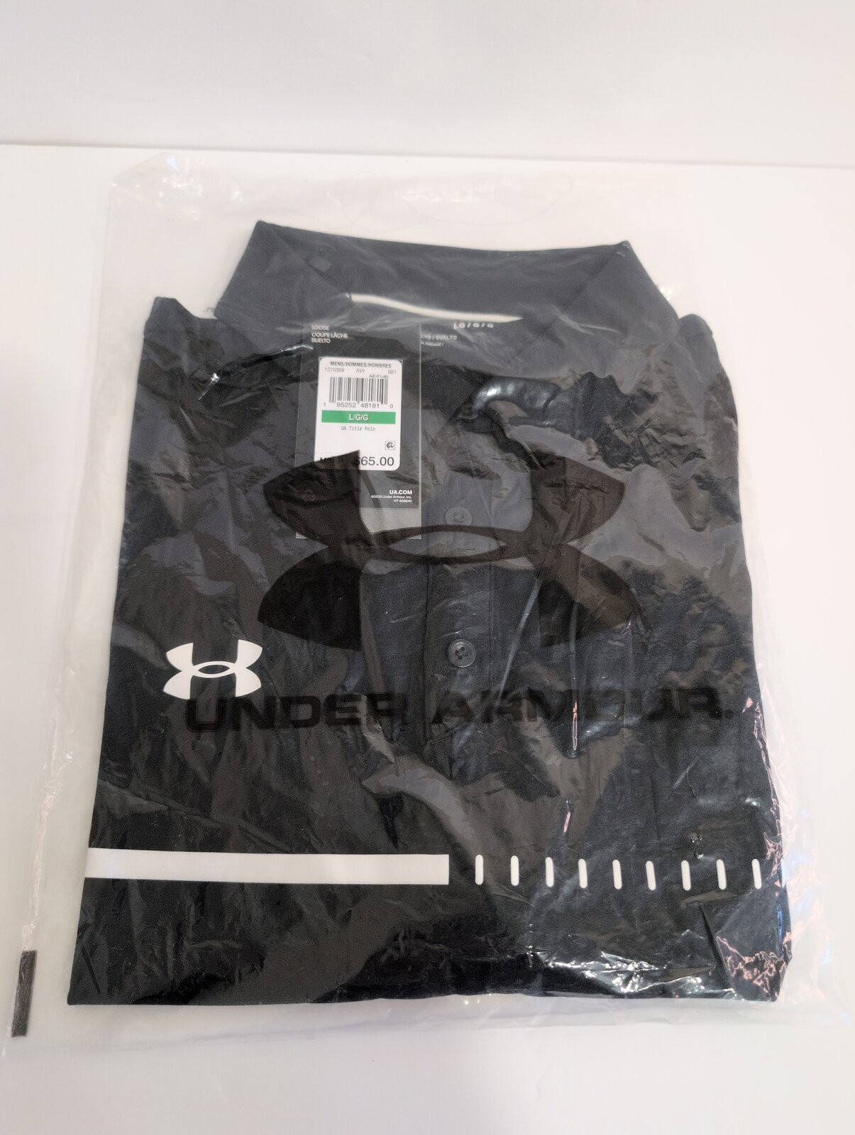Under Armour Men’s Short Sleeve Title Golf Polo 1370369 Black Size LARGE NWT