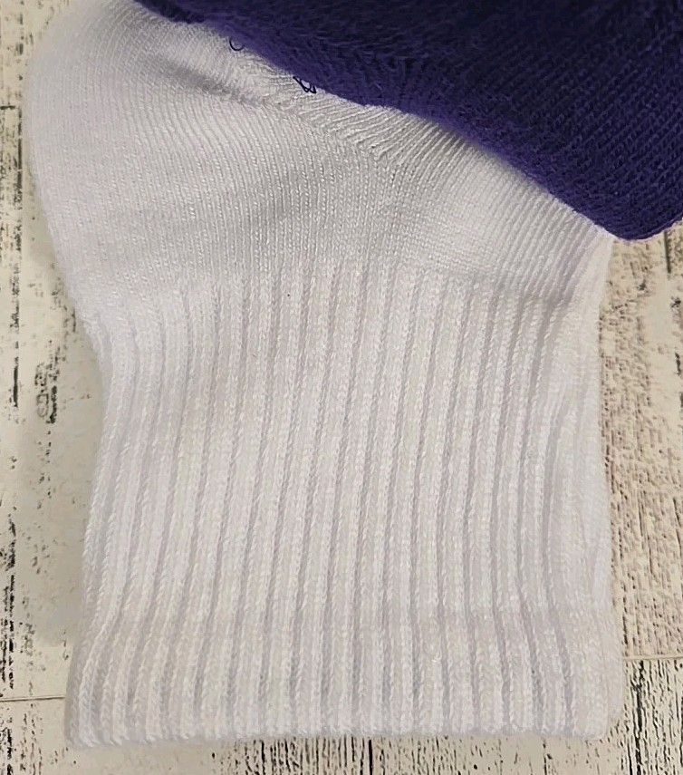 Mens Quarter Crew Socks M or L 3pk Cushioned Purple Baseball Stripe Lot of 2 NEW