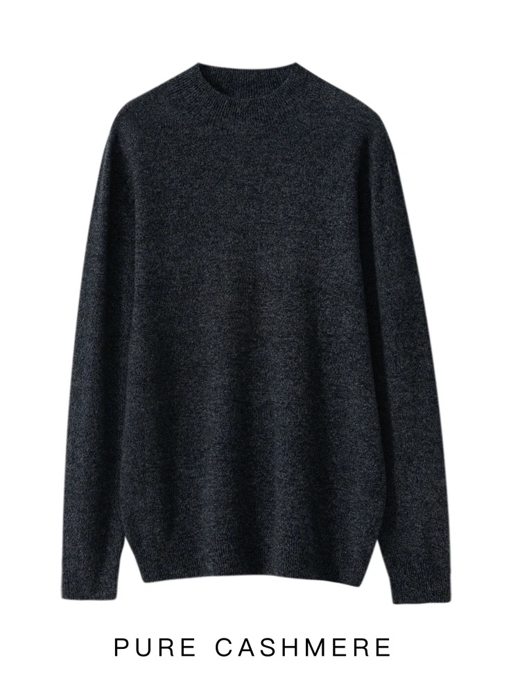 Autumn Winter Men’s Wool Pullover Basic Mock Neck Sweater Soft Warm Cashmere Jum